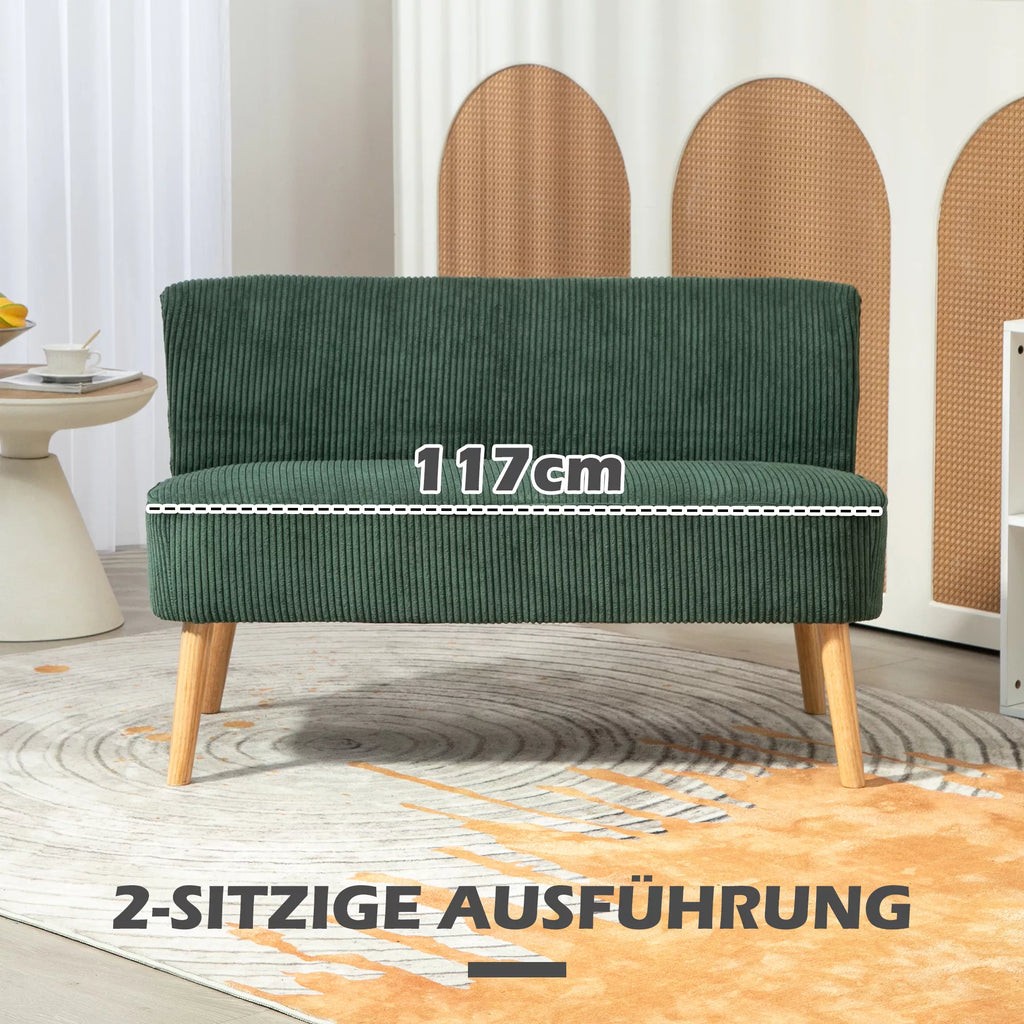Dvivietė sofa, 117 cm, žalia
