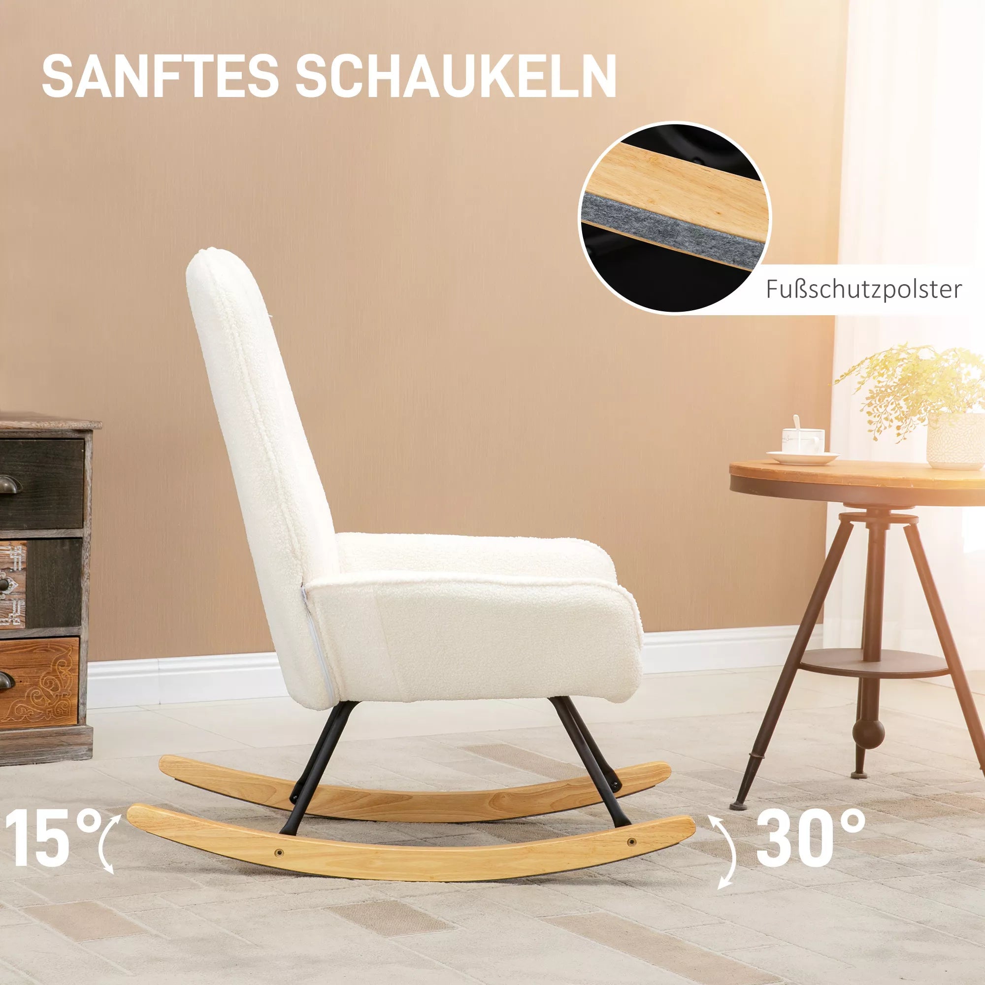 Sūpynės su šerpa vilna 63 cm x 95 cm x 97 cm Natūralios spalvos + kreminės spalvos