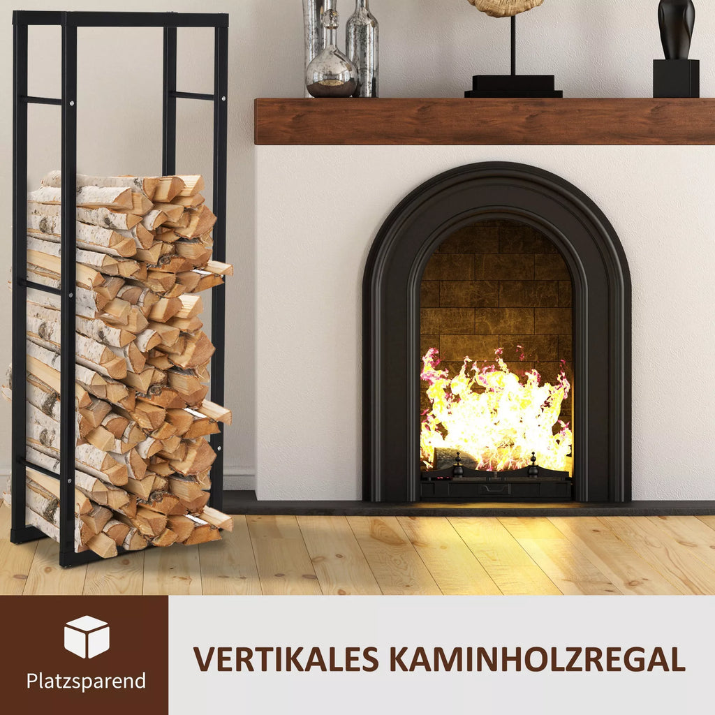 Metalinė malkų lentynėlė 40 x 25 x 150 cm Malkų lentynėlė Stalo pagalba Plieninis rėmas iki 100 kg Malkų laikymo vieta Lauko medinė lentynėlė Malkų lentynėlė sodui Terasai Lauko Juoda