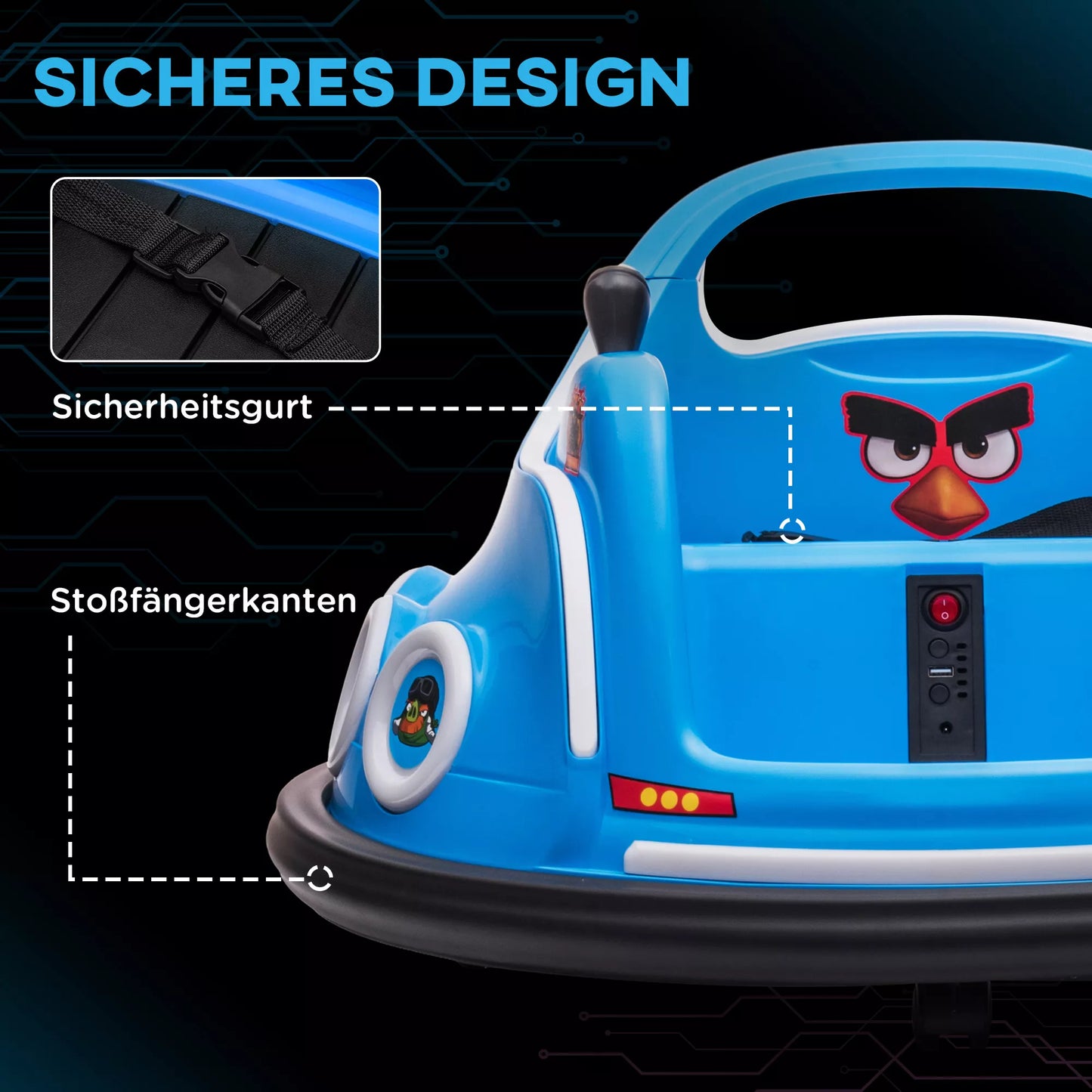 Vaikiškas paspiriamasis automobilis, 360° sukimasis, nuo 3 iki 5 metų, su nuotolinio valdymo pultu, muzika, mėlynas