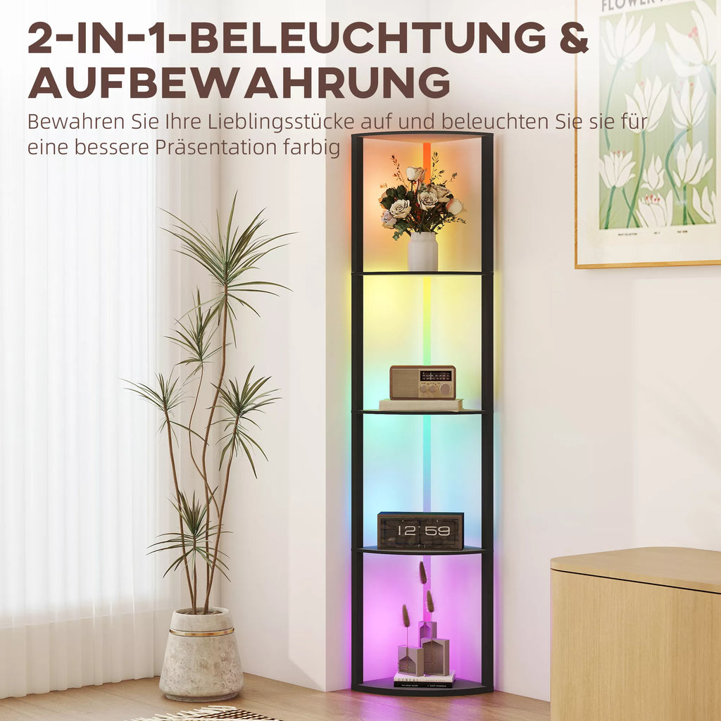 Pastatomas šviestuvas-lentyna su LED RGB apšvietimu, juodas