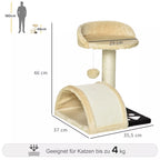 Schema su katės medžio matmenimis: 35,5 × 37 cm, aukštis 46 cm