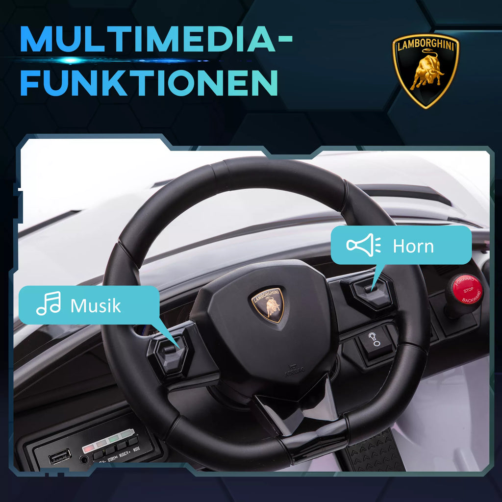 Elektromobilio vairas su informacine grafika apie multimediją