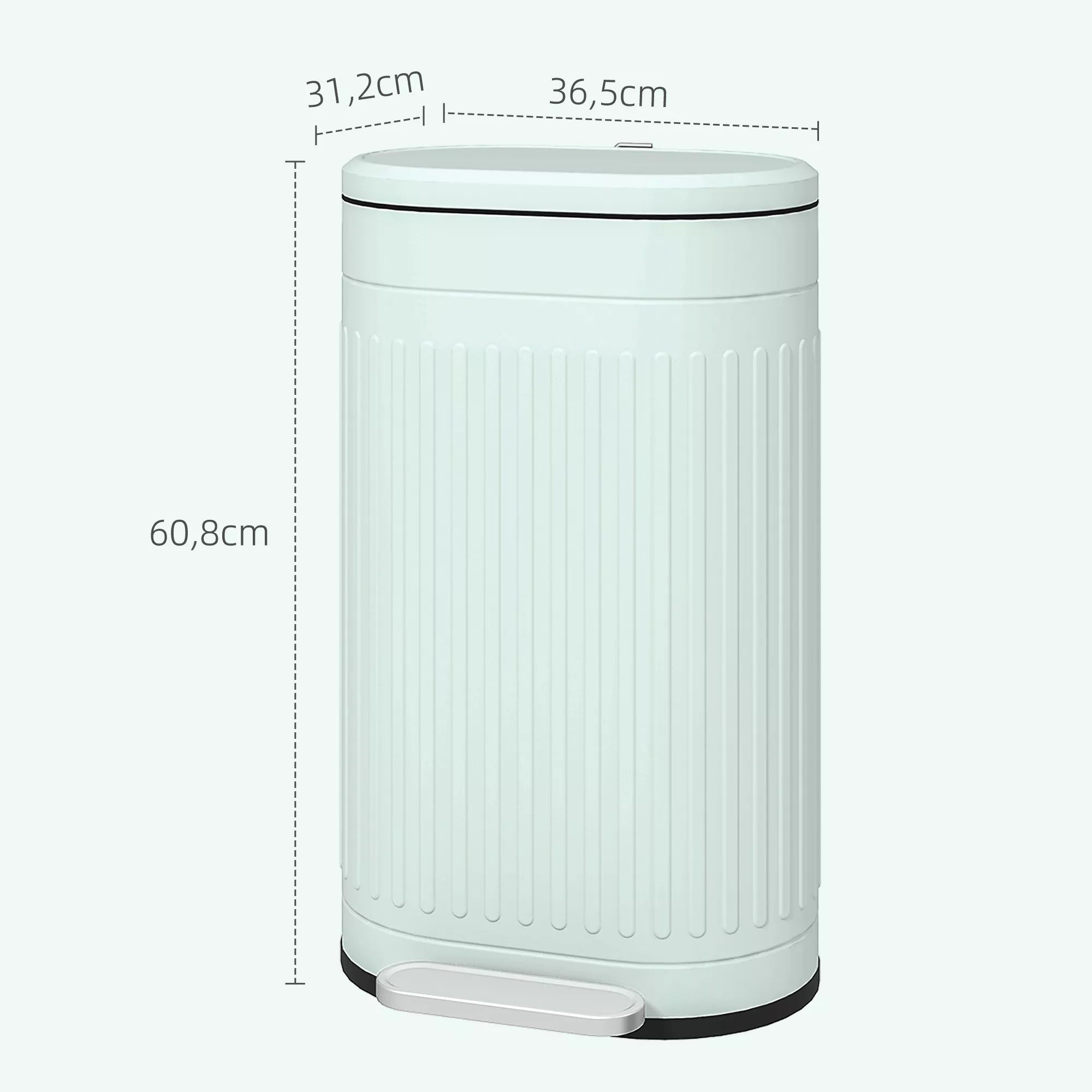 Šiukšliadėžė 30 l, su dangčiu, pėdos pedalu, išimamu vidiniu kibiru, „Soft-Close“ funkcija, 36,5 x 31,2 x 60,8 cm, žalia