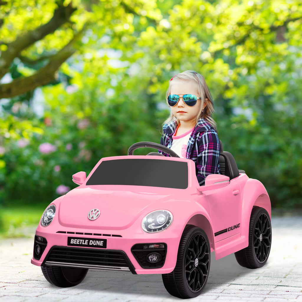 Vaikiškas elektrinis automobilis VW Vabalas, 3-5 metų vaikams, rožinis 3-5 km/h