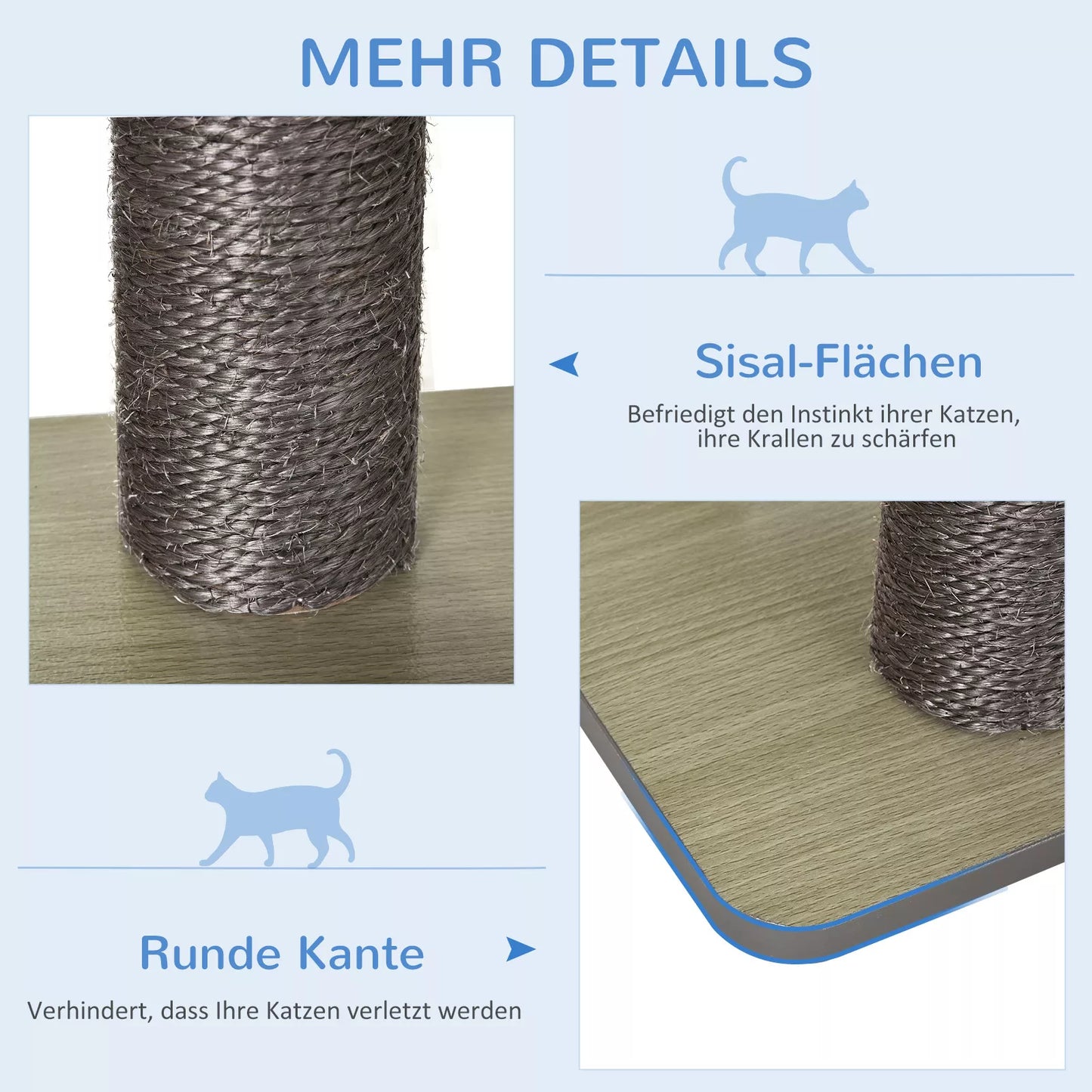 Kačių draskyklė, kačių medis, kačių žaislas, laipynė katėms, sizalis, paminkštinimas, poilsio zona su kamuoliuku, pilka, 71,5 x 49,5 x 120 cm