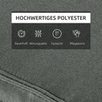 Pilkos pagalvėlės poliesterio audinys su savybių piktogramomis