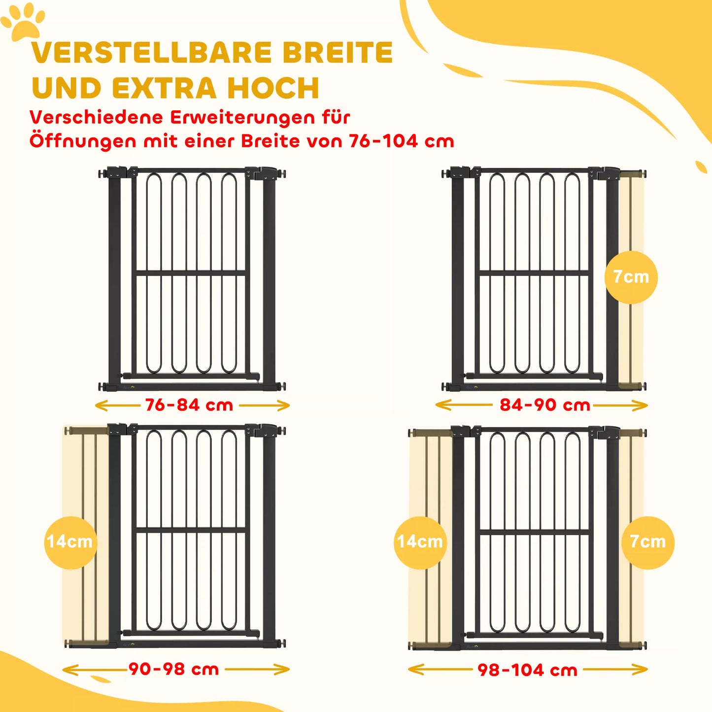 Apsauginiai varteliai šuniui, 76-104 cm, montuojami be gręžimo, varteliai laiptams