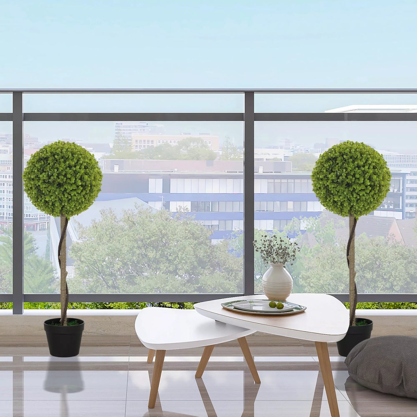 Dirbtinis eukalipto medis, 2 vnt. rinkinys, su vazonu, lengvai prižiūrimas, 90 cm