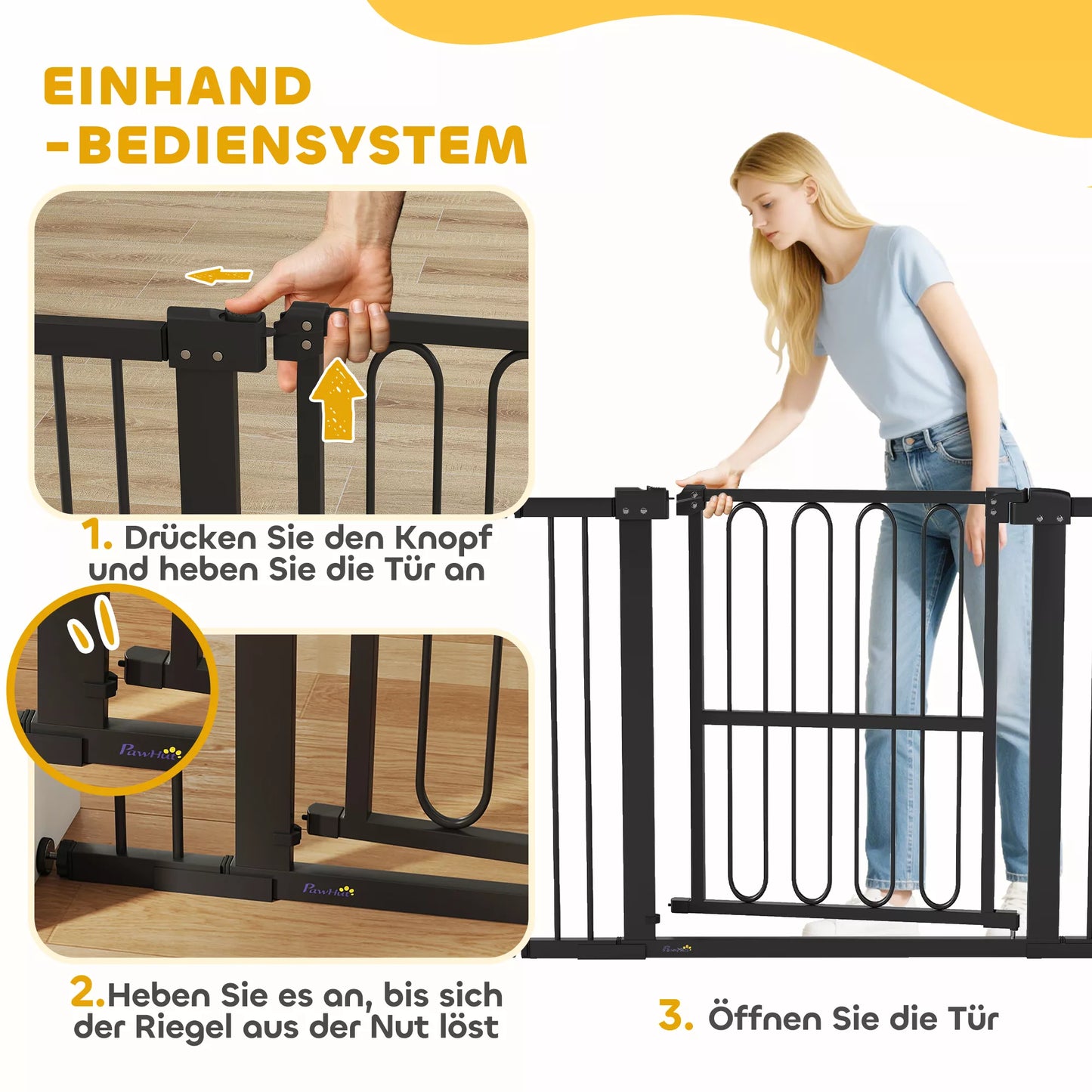 Durų apsauginė grotelė šunims, 76–104 cm, be gręžimo, laiptų grotelė