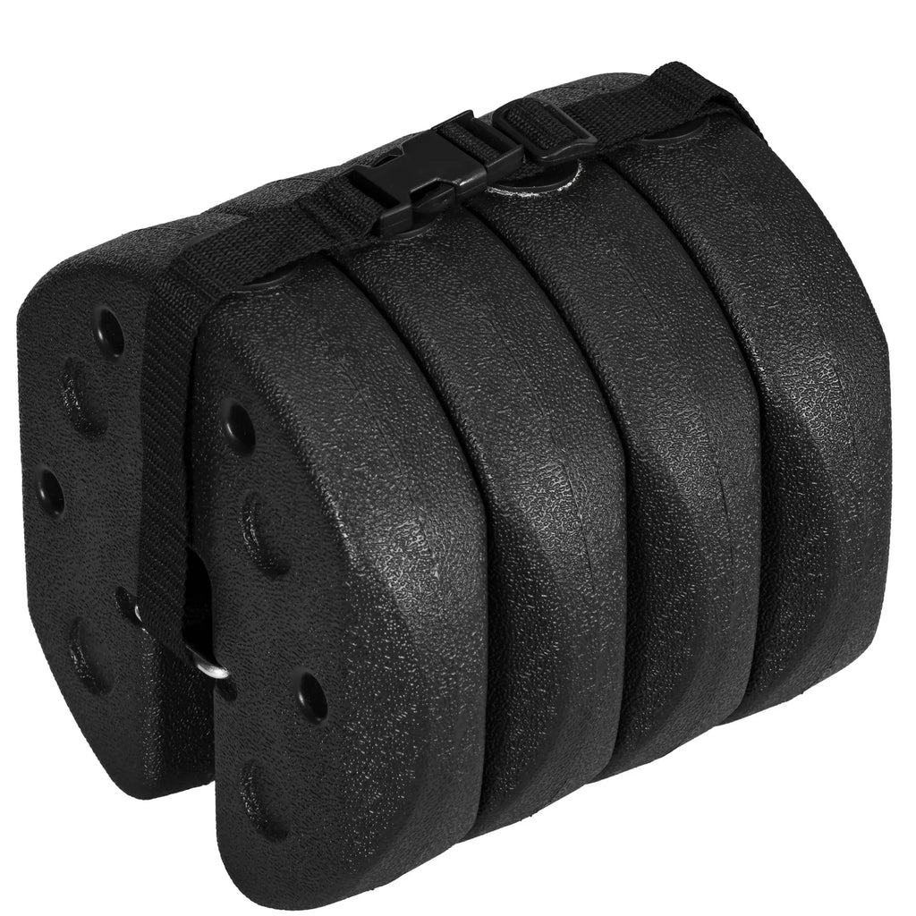 Pavėsinės kojų svoriai, 4 vnt. rinkinys su tvirtinimo kaiščiais, plastikas (užpildomas), 12 kg, juodi