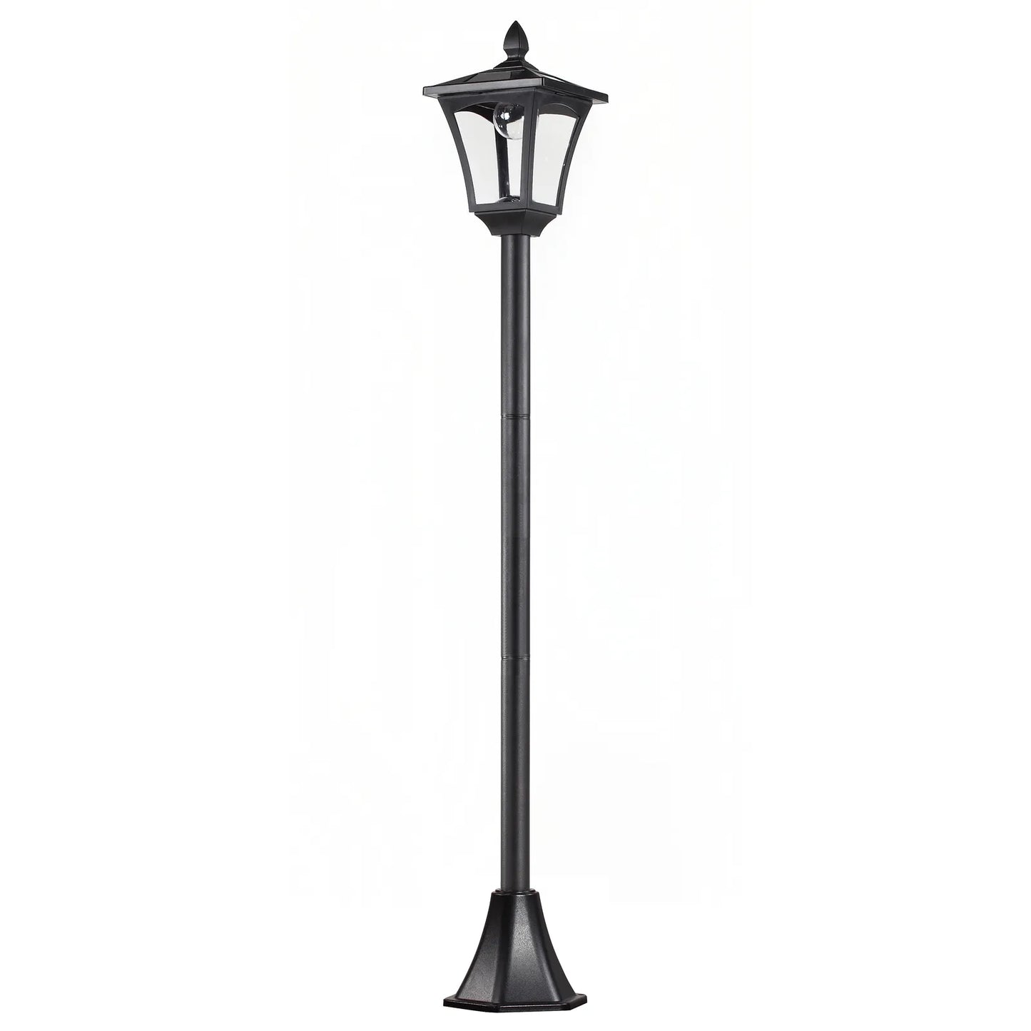 LED saulės sodo žibintas, pastatomas nerūdijančio plieno lauko šviestuvas 160 cm aukščio, vėjarodis su IP44 apsauga, saulės šviestuvas su šviesos jutikliu 30 liumenų, su smaigu į žemę, sodo šviestuvas sodui, balkonui, juodas