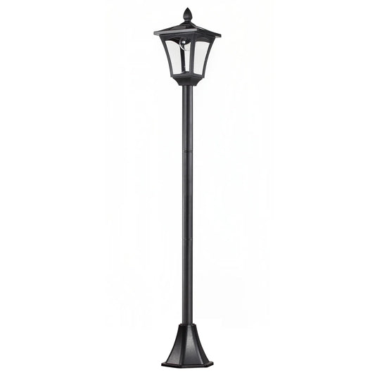 LED saulės sodo žibintas, pastatomas nerūdijančio plieno lauko šviestuvas 160 cm aukščio, vėjarodis su IP44 apsauga, saulės šviestuvas su šviesos jutikliu 30 liumenų, su smaigu į žemę, sodo šviestuvas sodui, balkonui, juodas