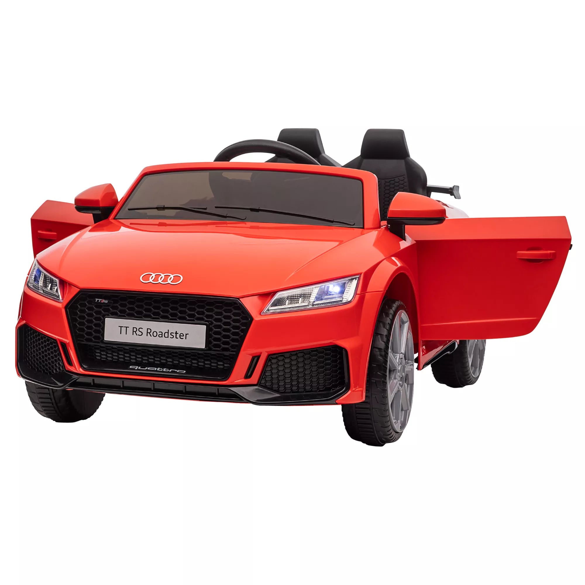 „Audi“ vaikų elektrinis automobilis 12 V su 2,4 G nuotolinio valdymo pultu, muzika, signaline, elektrine transporto priemone su LED lempute, USB/MP3 jungtimi, atbulinės eigos funkcija, skirta 3–5 metų vaikams, raudonos spalvos