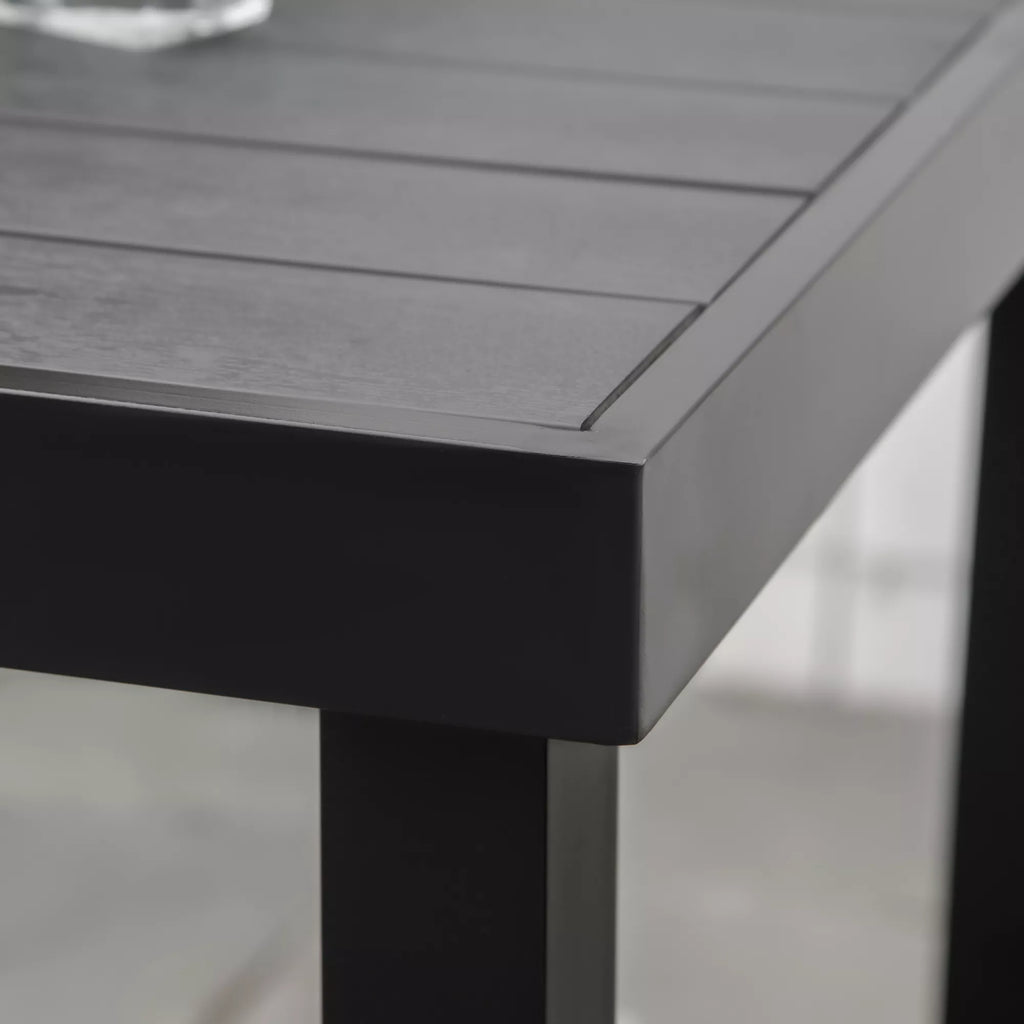 Sodo stalas 4 asmenims Valgomojo stalas Aliuminio stalas Sodo baldai Poilsio baldai Lengvai prižiūrimi Plastikiniai Juodi 78 x 78 x 74 cm
