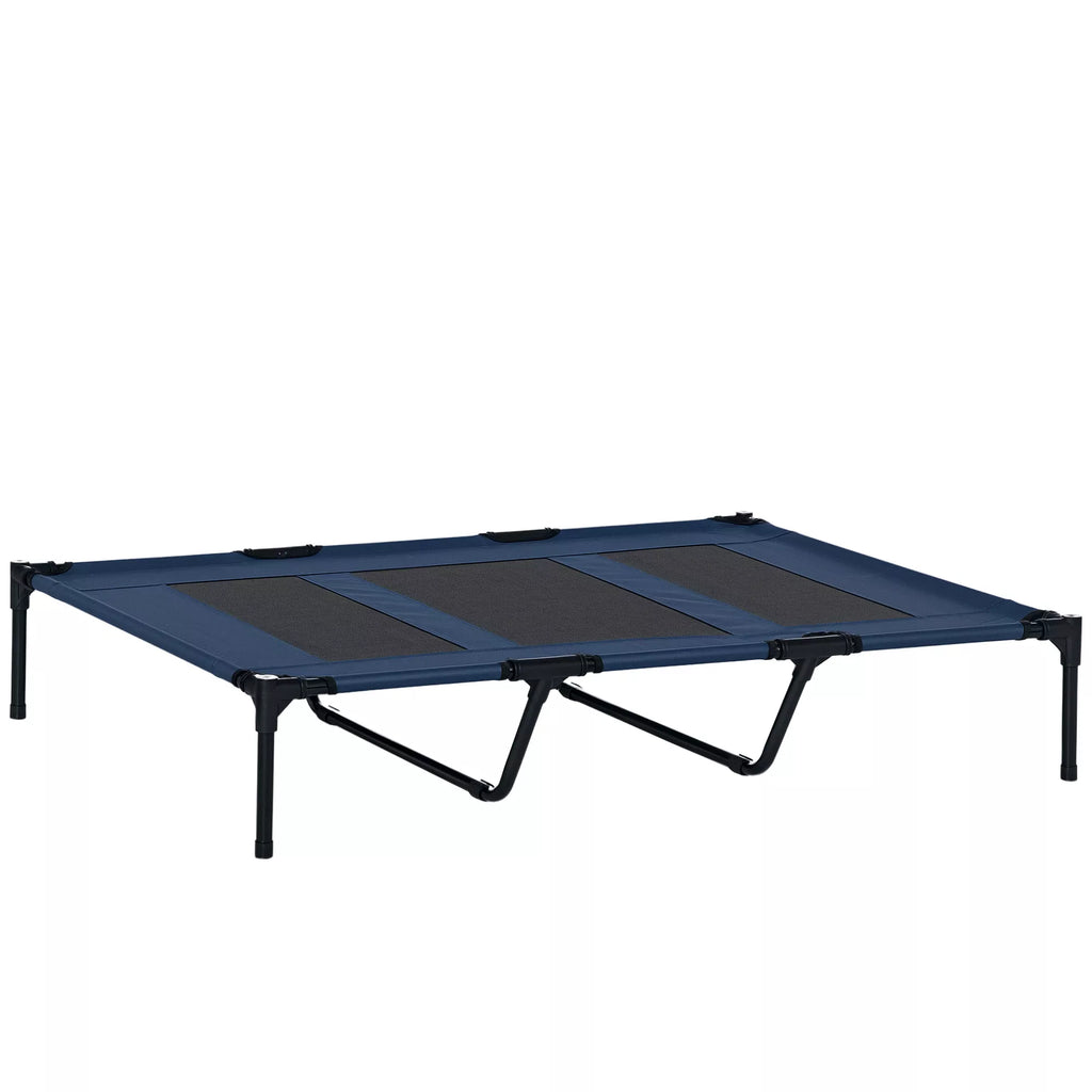 Sulenkiama šunų lovelė, lauko šunų lovelė, pakelta, 122 cm x 92 cm x 23 cm, mėlyna + juoda