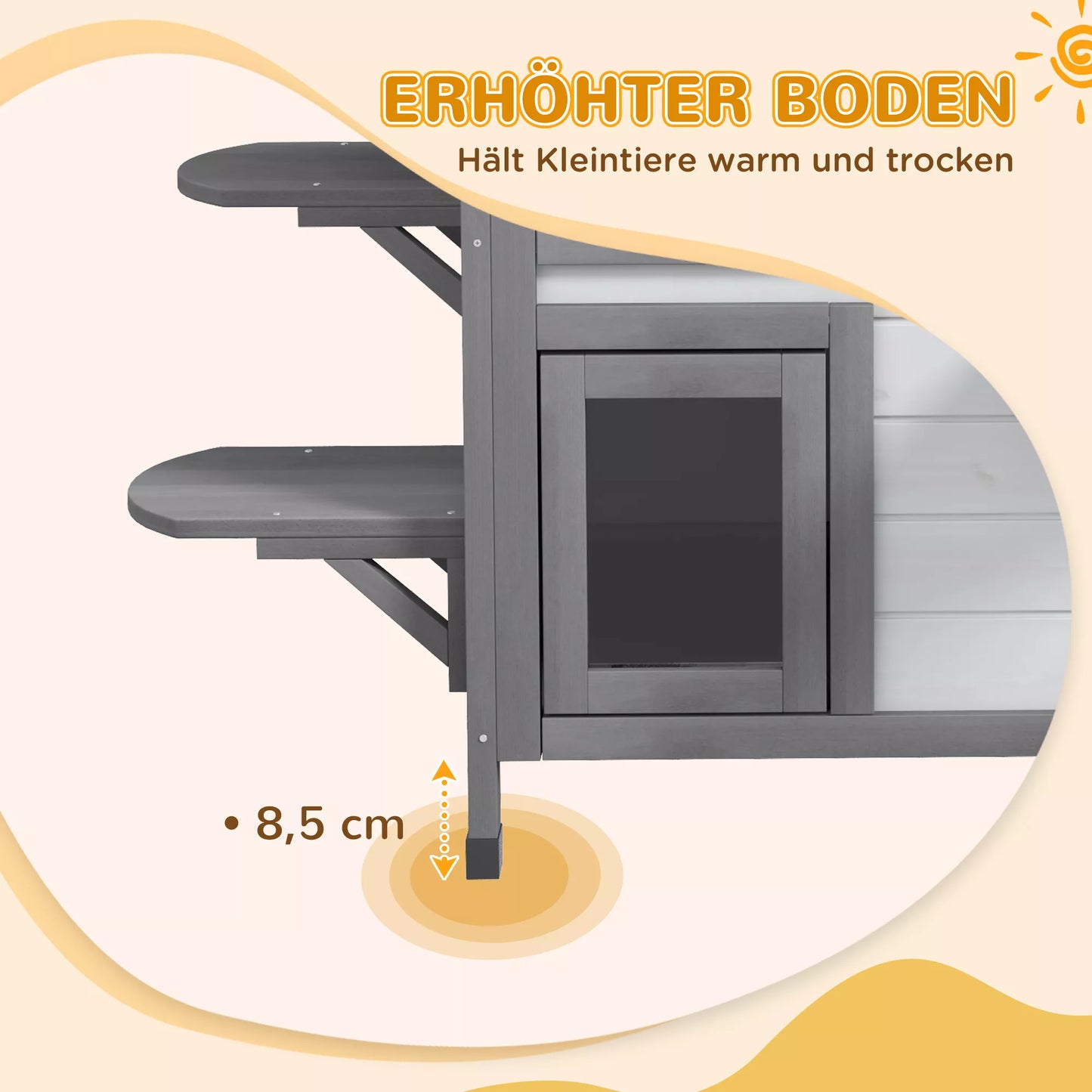 Katės namelis, katės būdelė, katės guolis, 2 aukštų, atsparus oro sąlygoms, 99,5 cm x 76 cm x 91 cm, balta + pilka