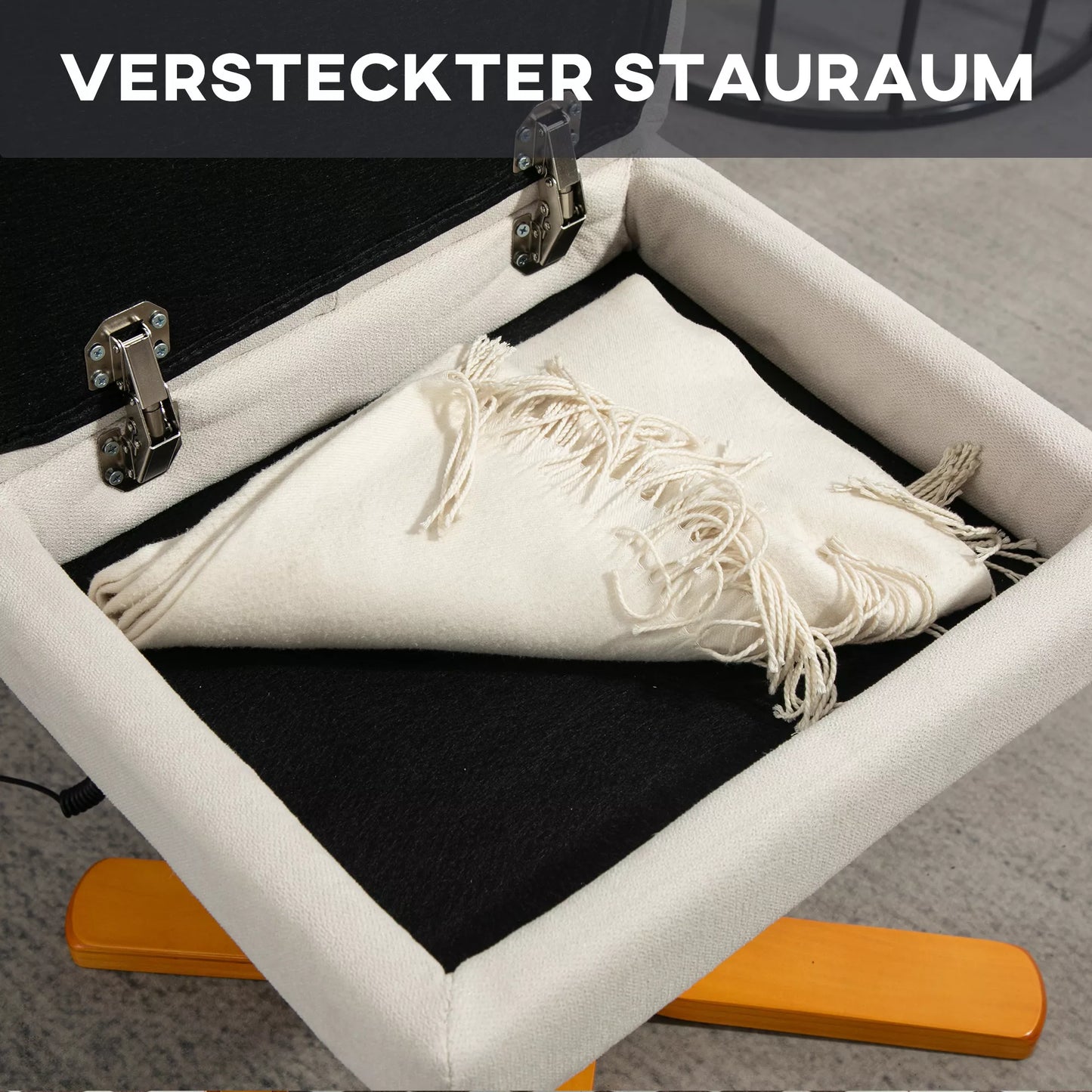 HOMCOM Masažinė kėdė su atlošimo funkcija ir pėdų atrama, 145° atlošimo kampas, poliesteris, 80 x 86 x 99 cm, kreminės baltos spalvos