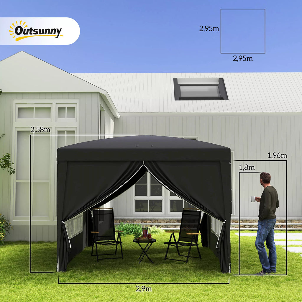 Paviljono schema su matmenimis 2,95 ir 2,5 m bei žmogaus siluetu