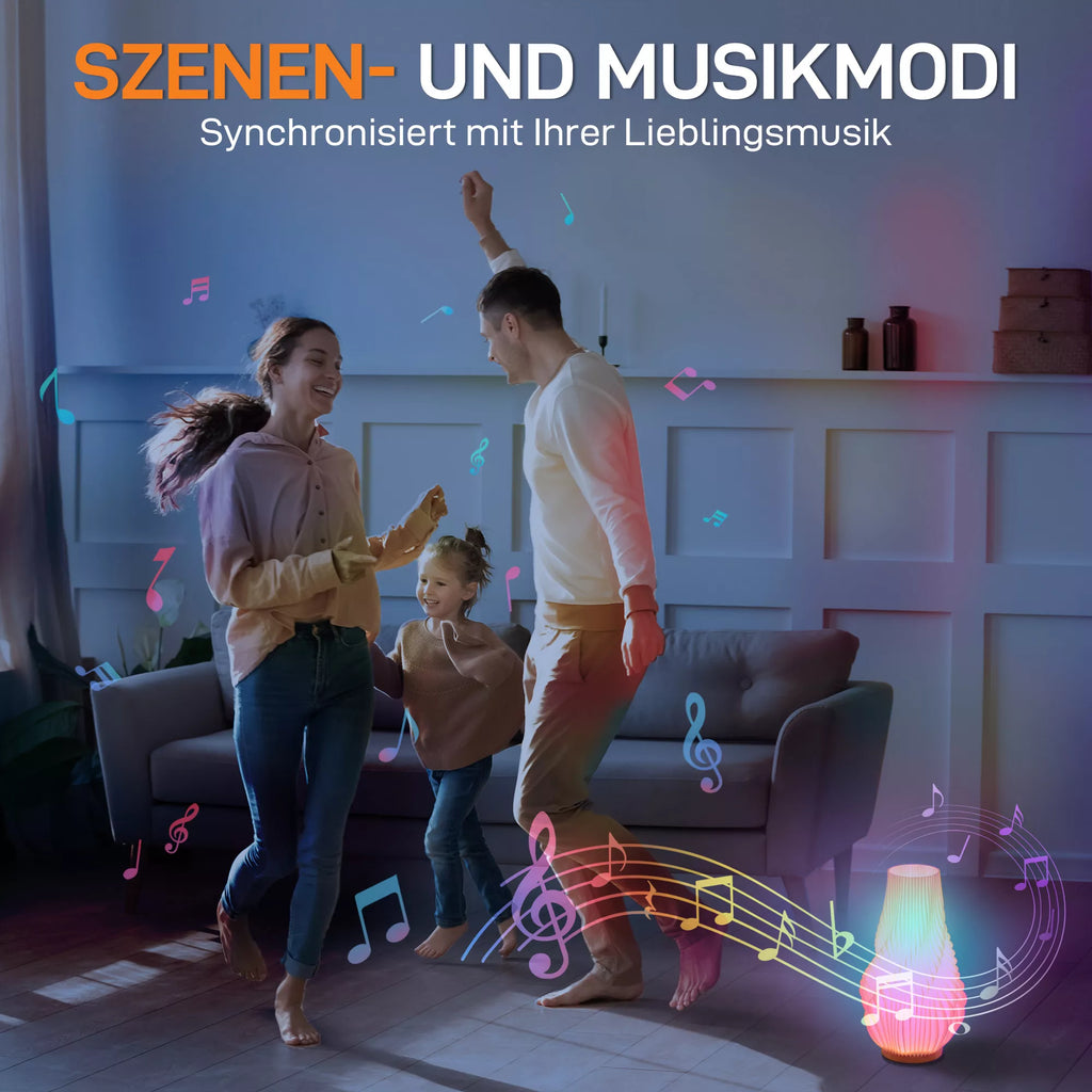 Išmanioji stalo lempa su programėlės valdymu, suderinama su „Alexa“, plastikas, medis, balta