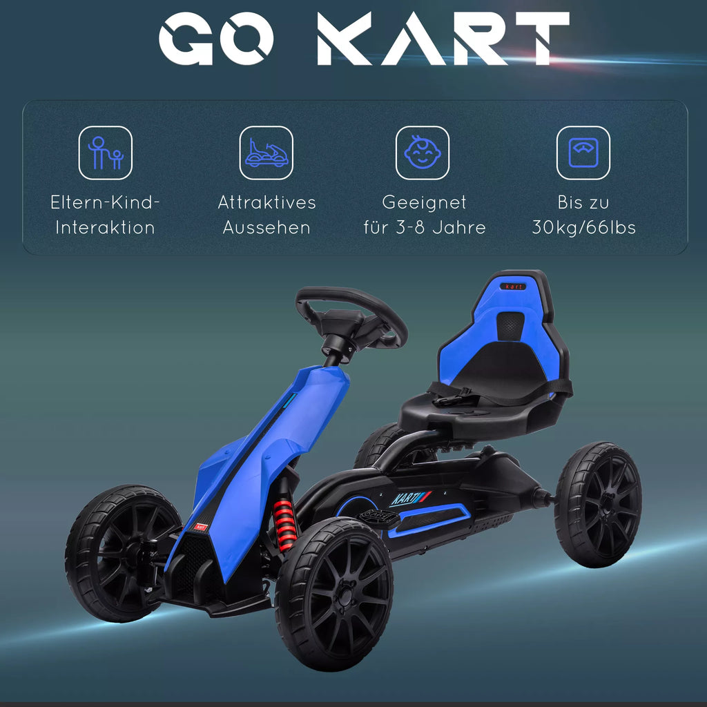 Pedalinis kartingas su atbuline eiga, vaikams nuo 3 iki 8 metų, mėlynas