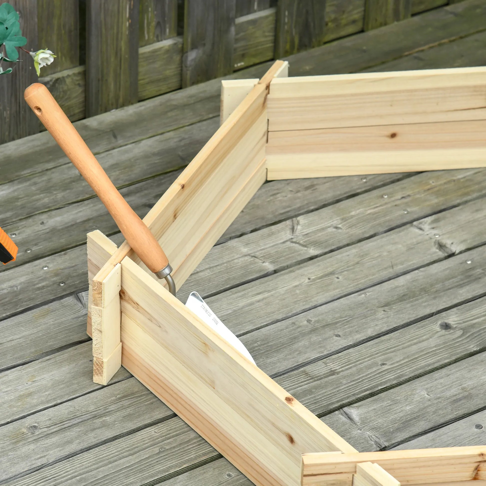 Šešiakampis aukštas gėlių vazonas, medinis gėlių vazonas, skirtas sodui, balkonui, gamtai, 100 x 92 x 16 cm