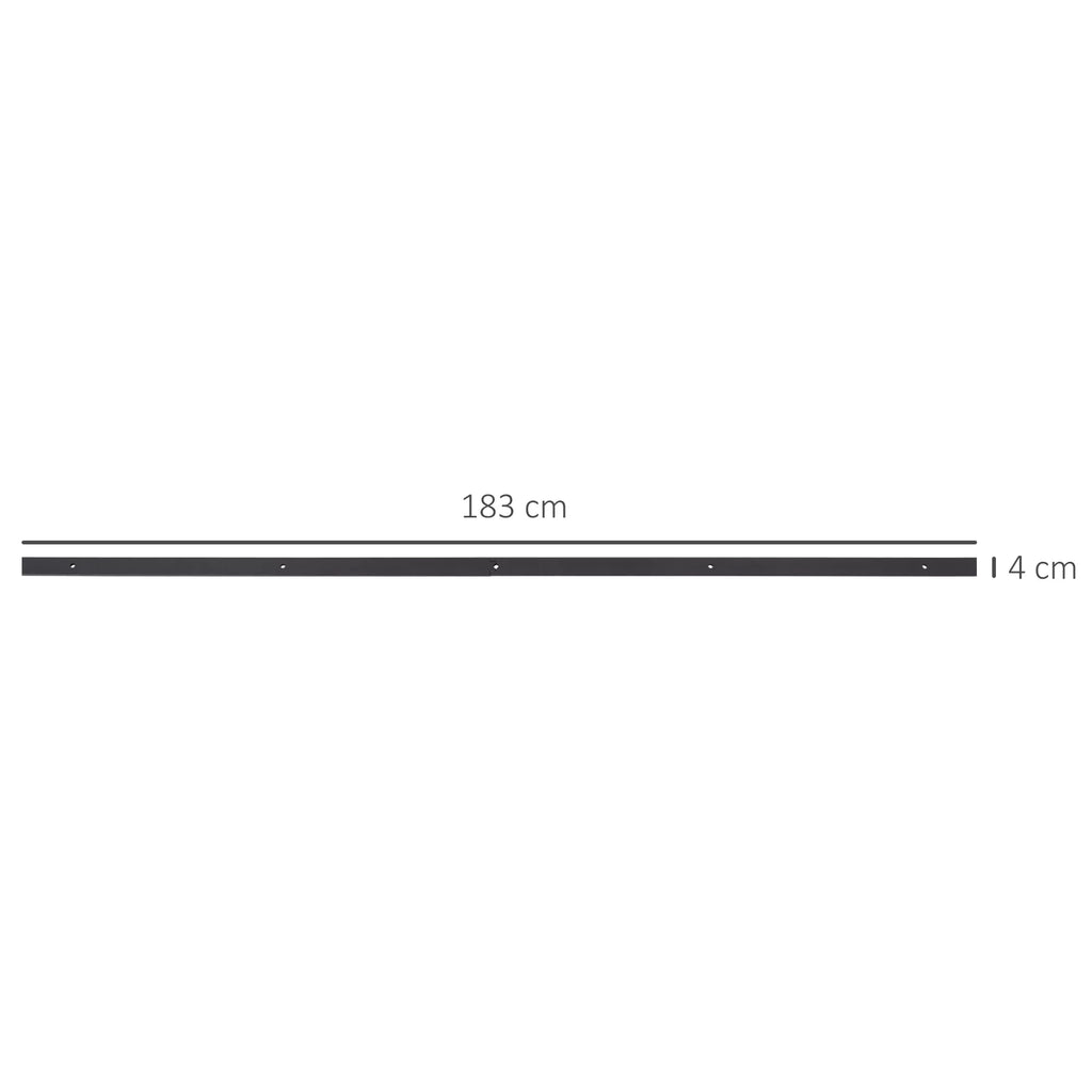 Bėgio matmenų schema: 183 cm ilgis, 4 cm aukštis