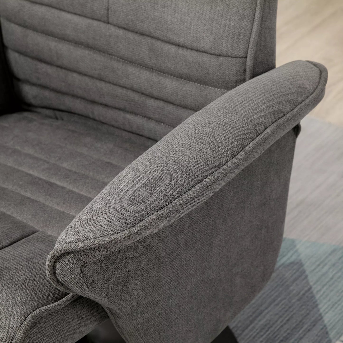 Poilsio krėslas su pakoja, reguliuojama nugaros atrama, 69 cm x 71 cm x 104 cm, tamsiai pilka + juoda