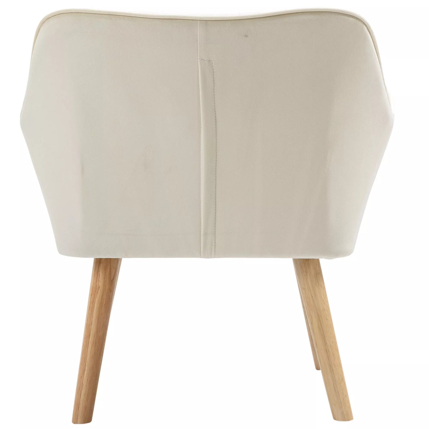 Minkštas fotelis, akcentinis fotelis, skandinaviško dizaino, aksomito išvaizdos, iki 120 kg, kaučiukmedžio kojelės, kreminės spalvos