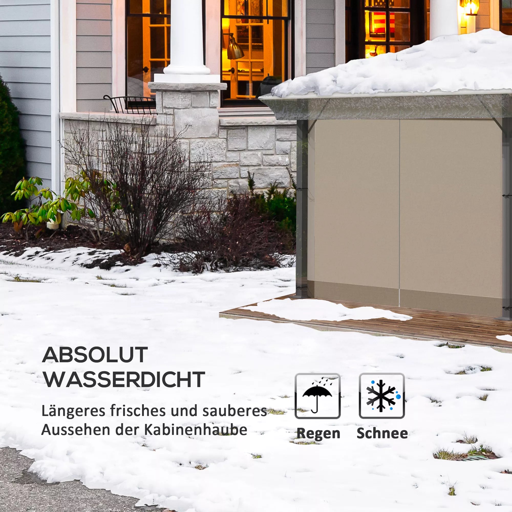 Pavilion lietaus dangtis, sodo paviljono apsauga, atspari vėjui, atspari vandeniui, plastikinė brezentinė danga, 300L x 300B x 80H cm