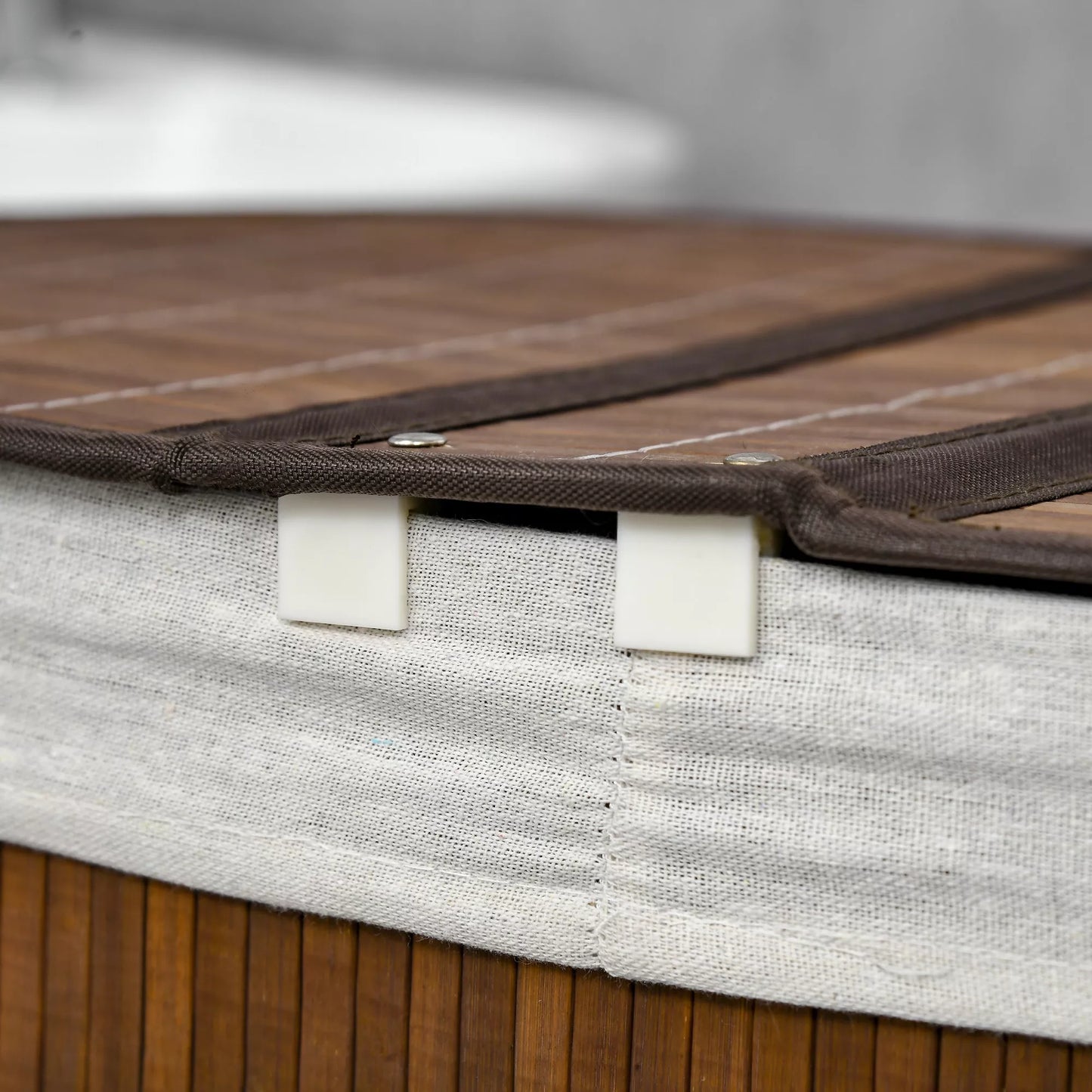 Skalbinių krepšys, 100L talpa, nuimamas dangtis, 38 cm x 38 cm x 57 cm, ruda