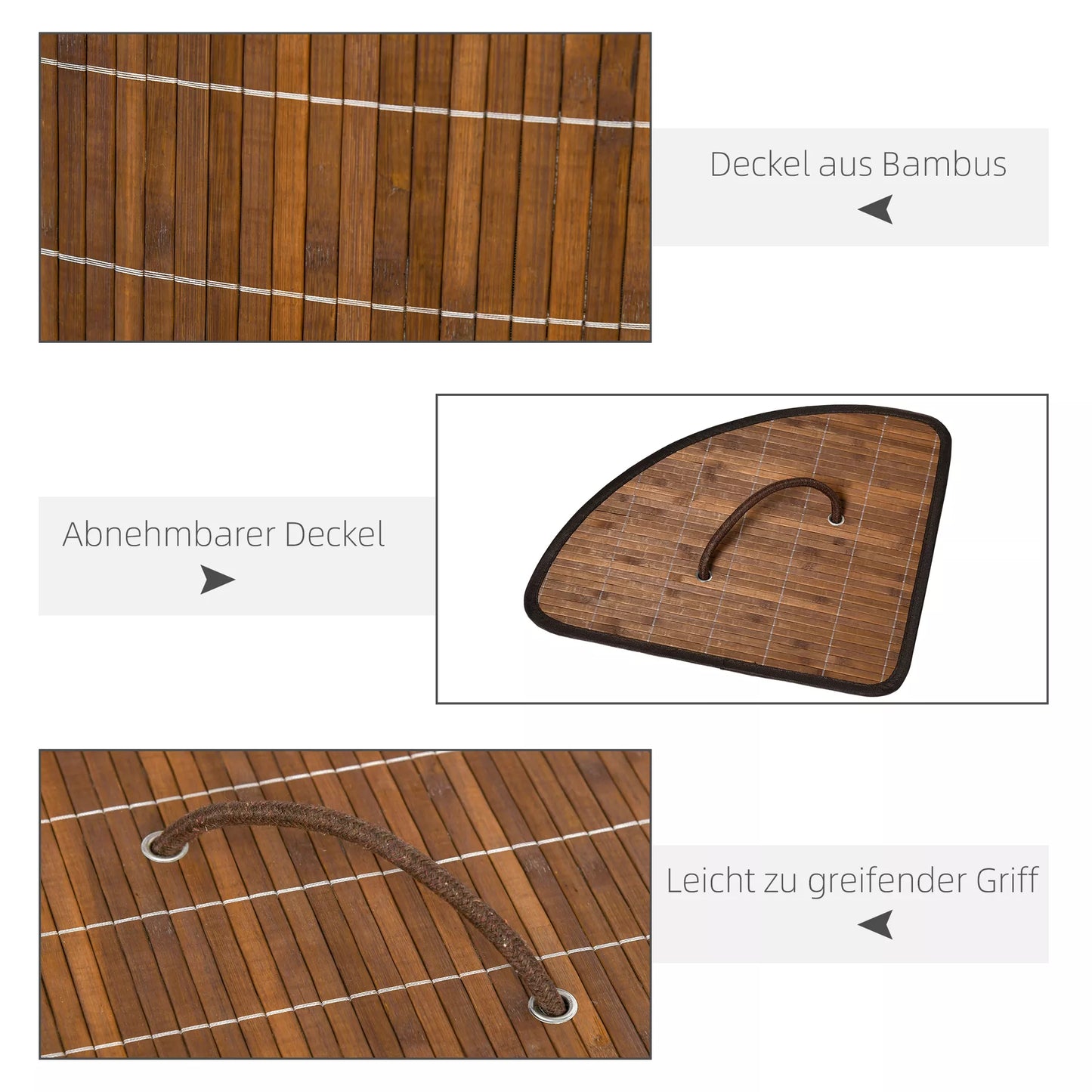 Skalbinių krepšys-surinkėjas, 55 l talpa, nuimamas dangtis, 38 cm x 38 cm x 57 cm, rudas