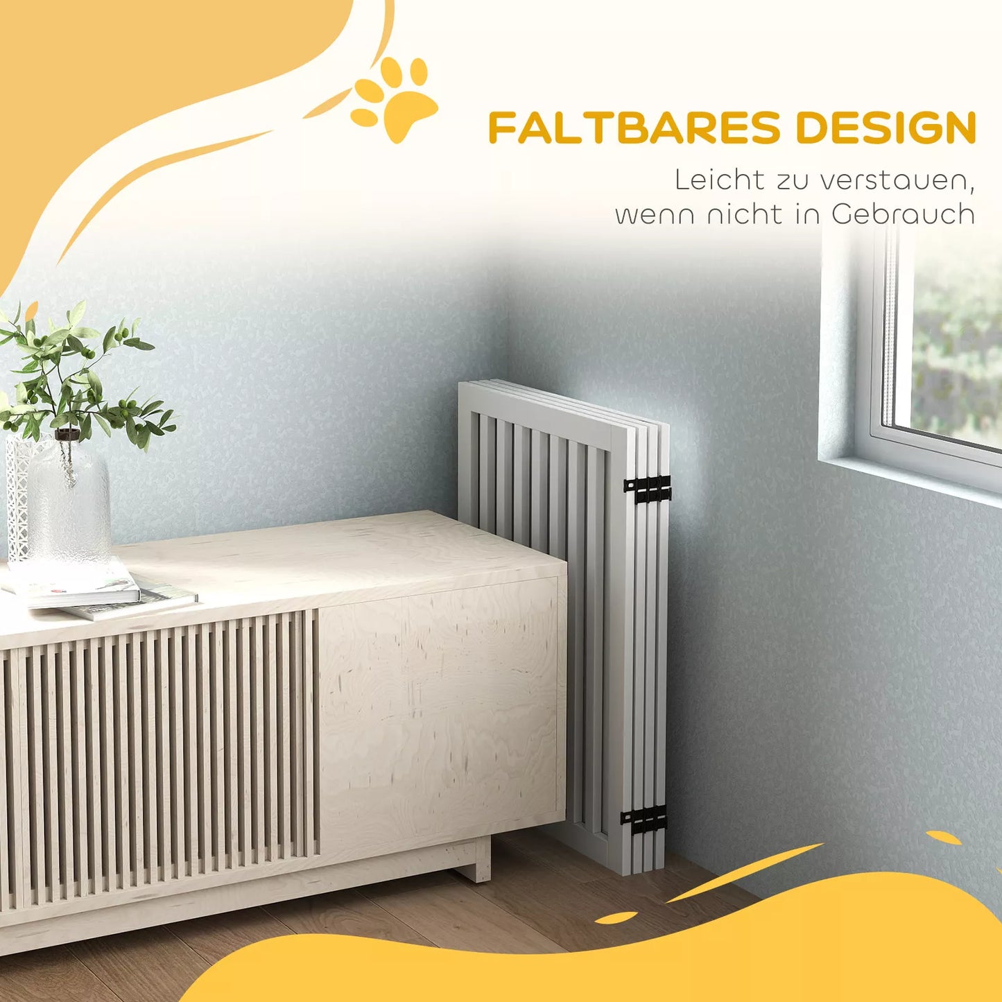 PawHut Gyvūnų tvorelė, apsauginė tvorelė, 4 dalys, sulankstoma, balta