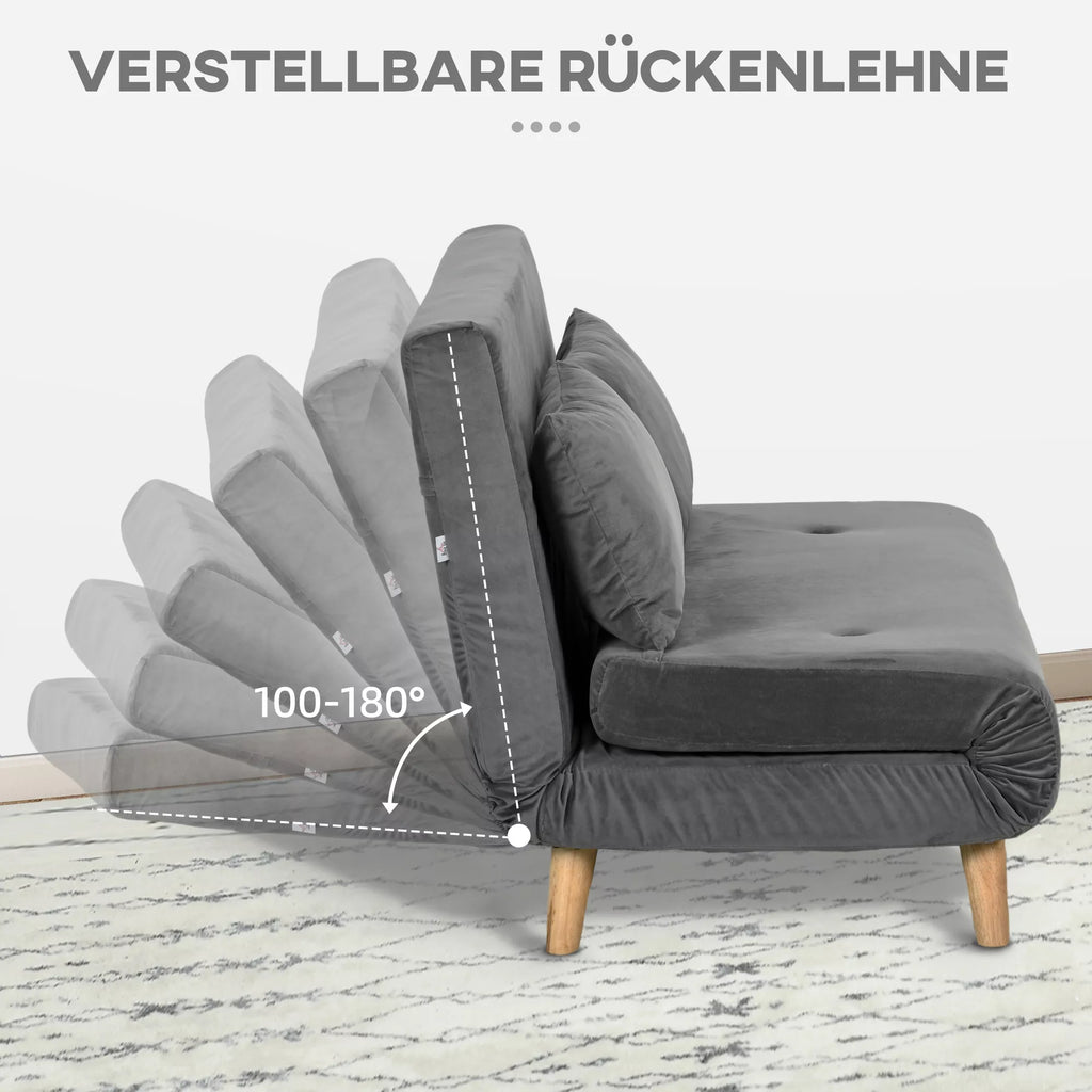 Sofa-lova su reguluojamu atlošu, 130 cm, pilka