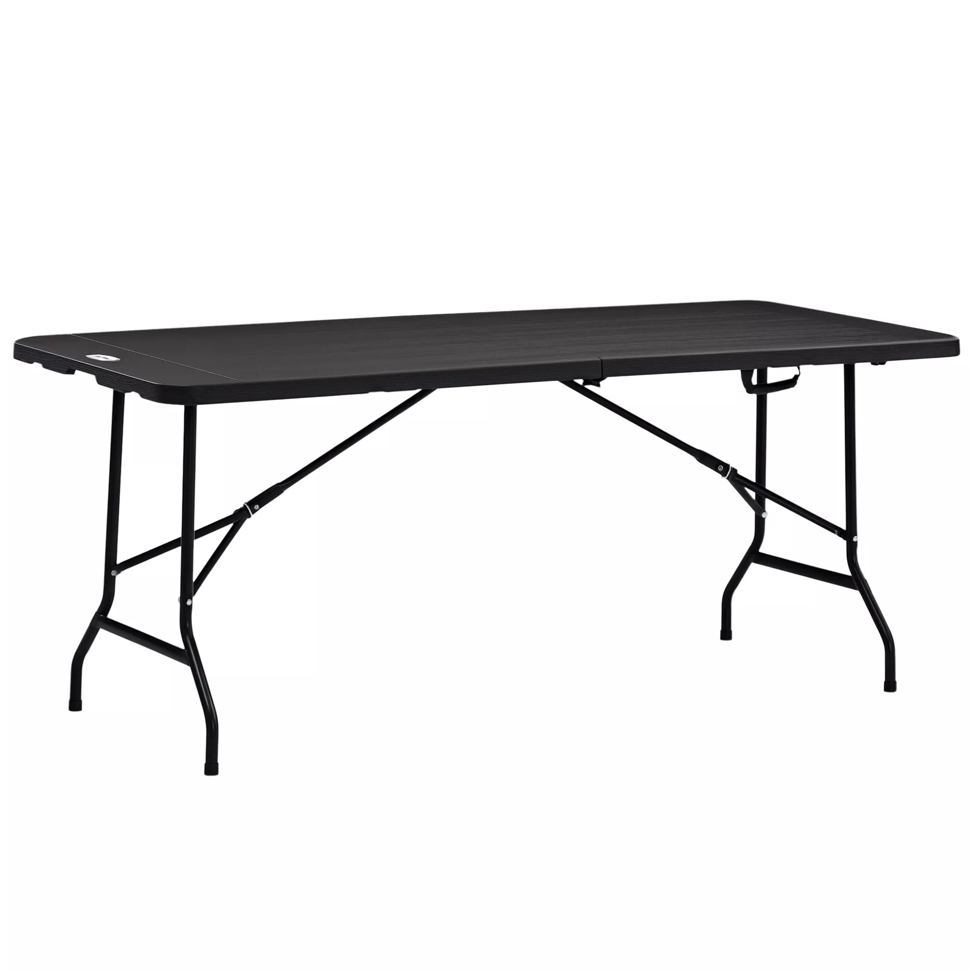 Lauko stalas, sodo stalas, 6 asmenims, sulankstomas, medžio imitacija, tamsiai pilkos spalvos, 180 x 75,5 x 73 cm