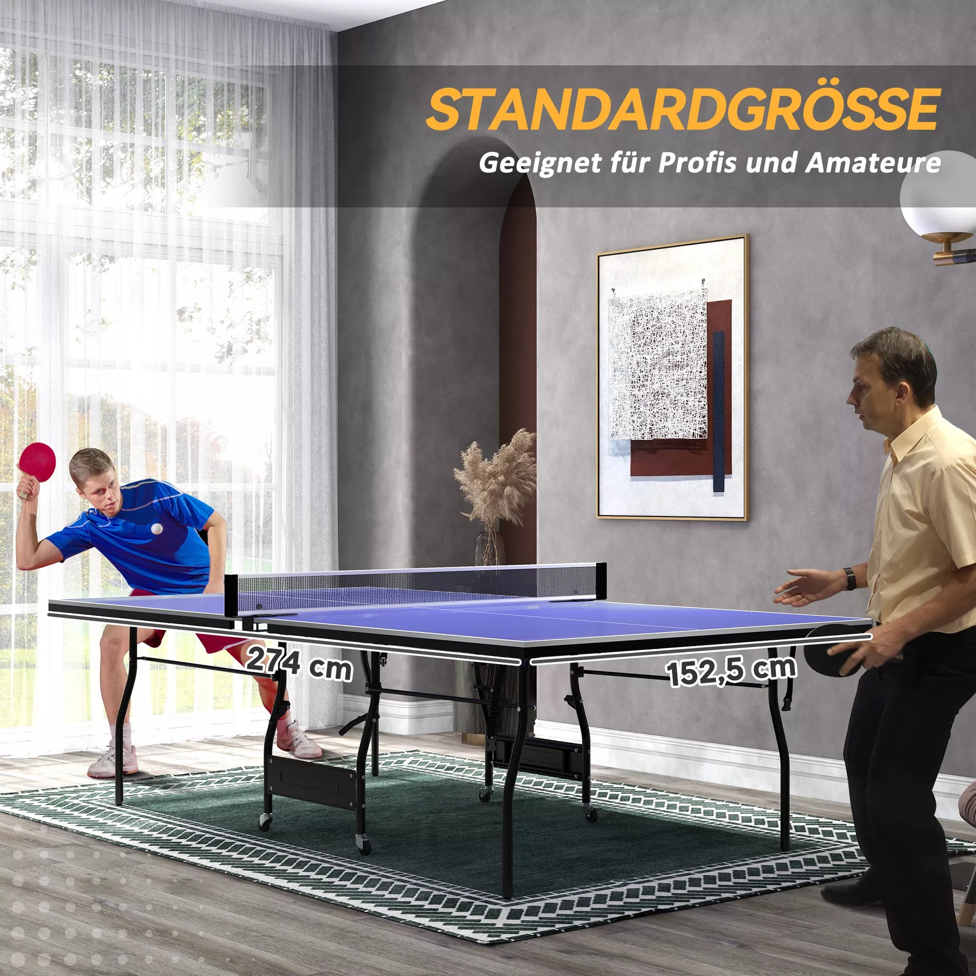 Sulankstomas stalo teniso stalas Mid Size Stalo teniso stalas su tinkleliu 3 kamuoliukai 12 mm stalviršis