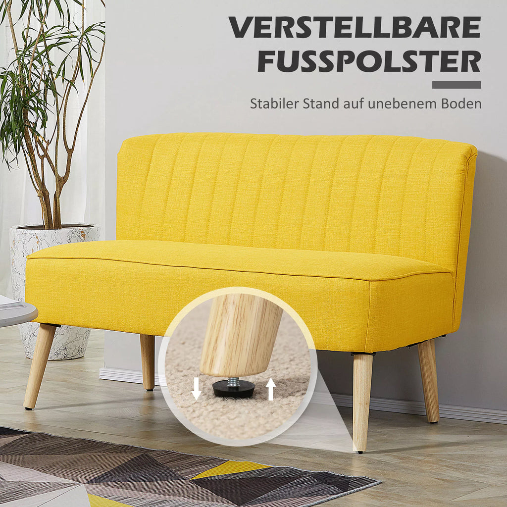 2 vietų sofa, minkšta apmušalai, lengvai prižiūrimi apmušalai, iki 150 kg, 117 x 56,5 x 77 cm, geltona