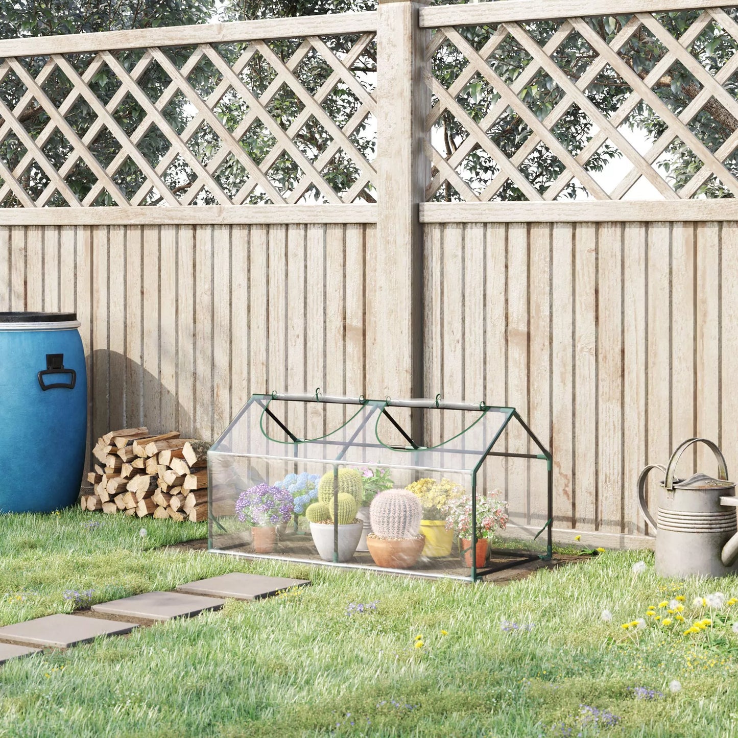 Mini šiltnamis su PE tinklelio plėvele, plieninis plėvelinis šiltnamis, augalų namelis balkonui, sodui, pomidorų namelis 120x60x60cm, pomidorų šiltnamis daržovėms, gėlėms, augalams, permatomas