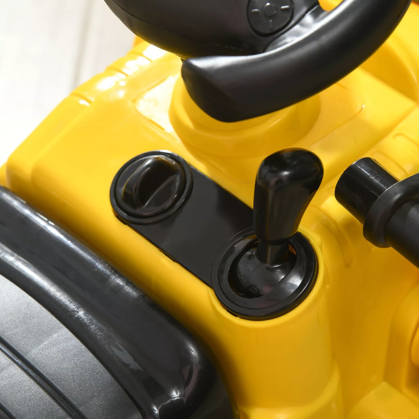 Sėdimasis ekskavatorius su kaušu, vaikiškas ekskavatorius su daiktadėže po sėdyne, važiuojamas automobilis, žaislinis ekskavatorius sėdėjimui iki 30kg, vaikams 1,5-4 metams, Geltonas+Juodas