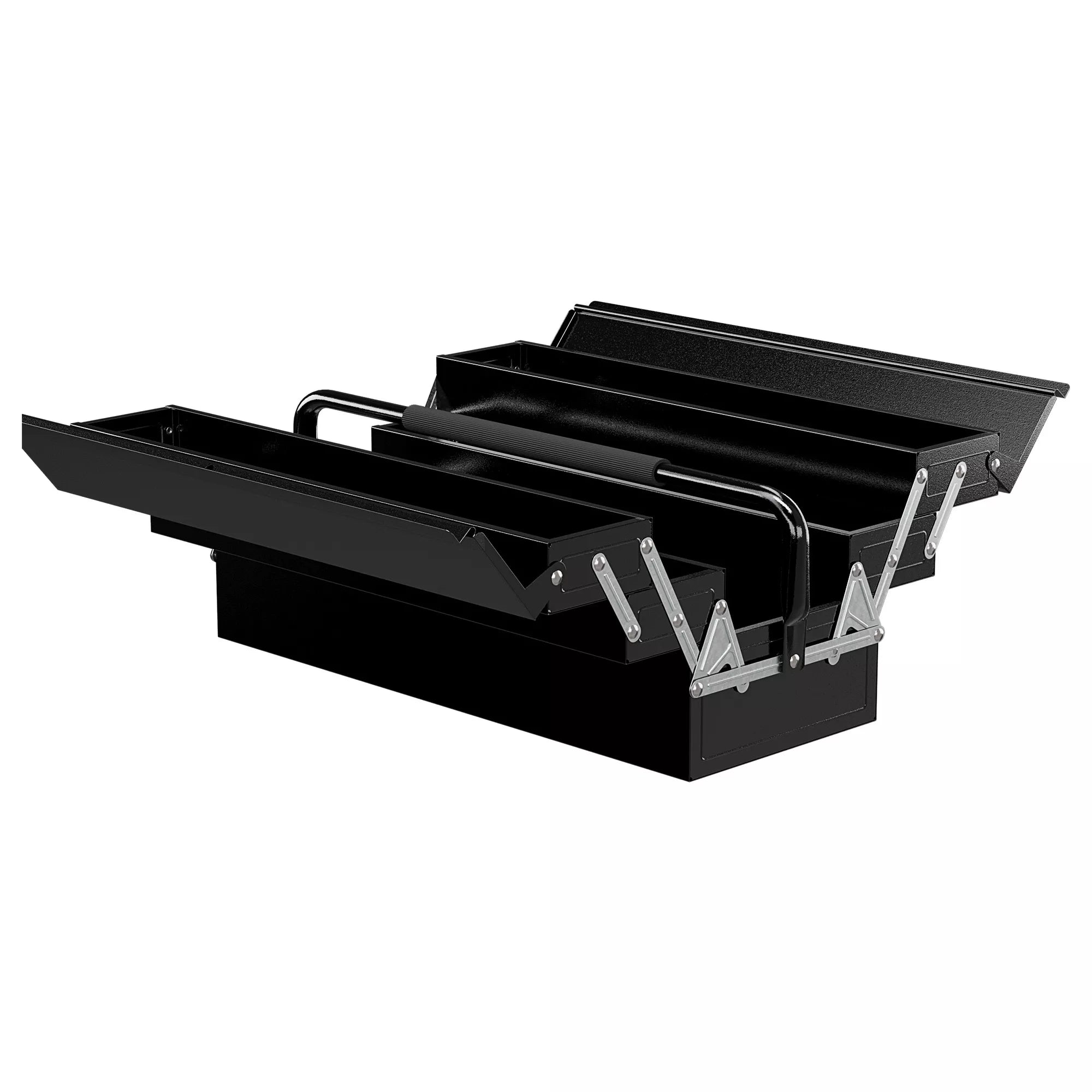 Įrankių dėžė, įrankių lagaminas su 3 pakopomis, plienas, 56I x 20P x 41A cm, juoda