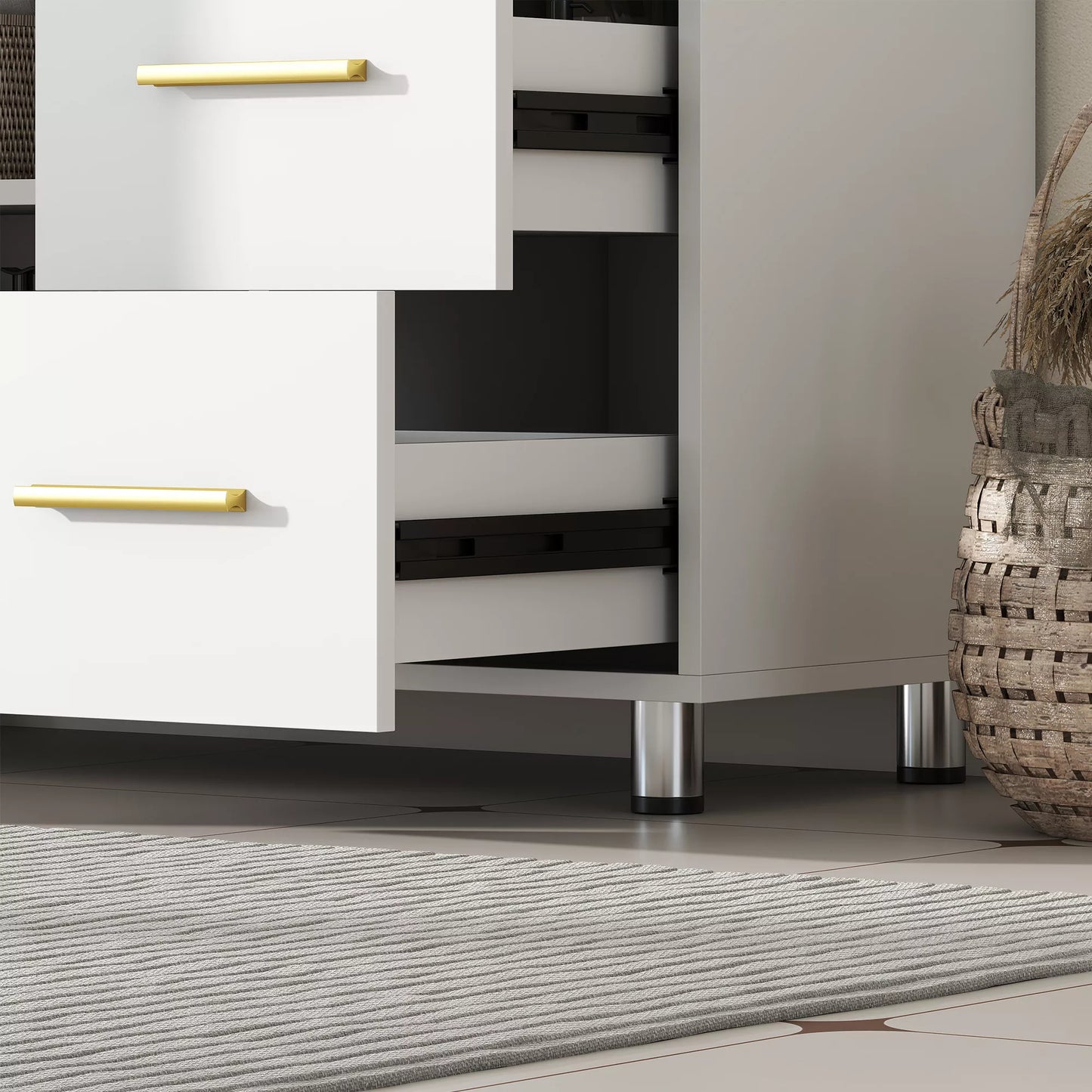 Vonios spintelė, 3 pakopų dizainas, MDF, medžio drožlių plokštė, balta