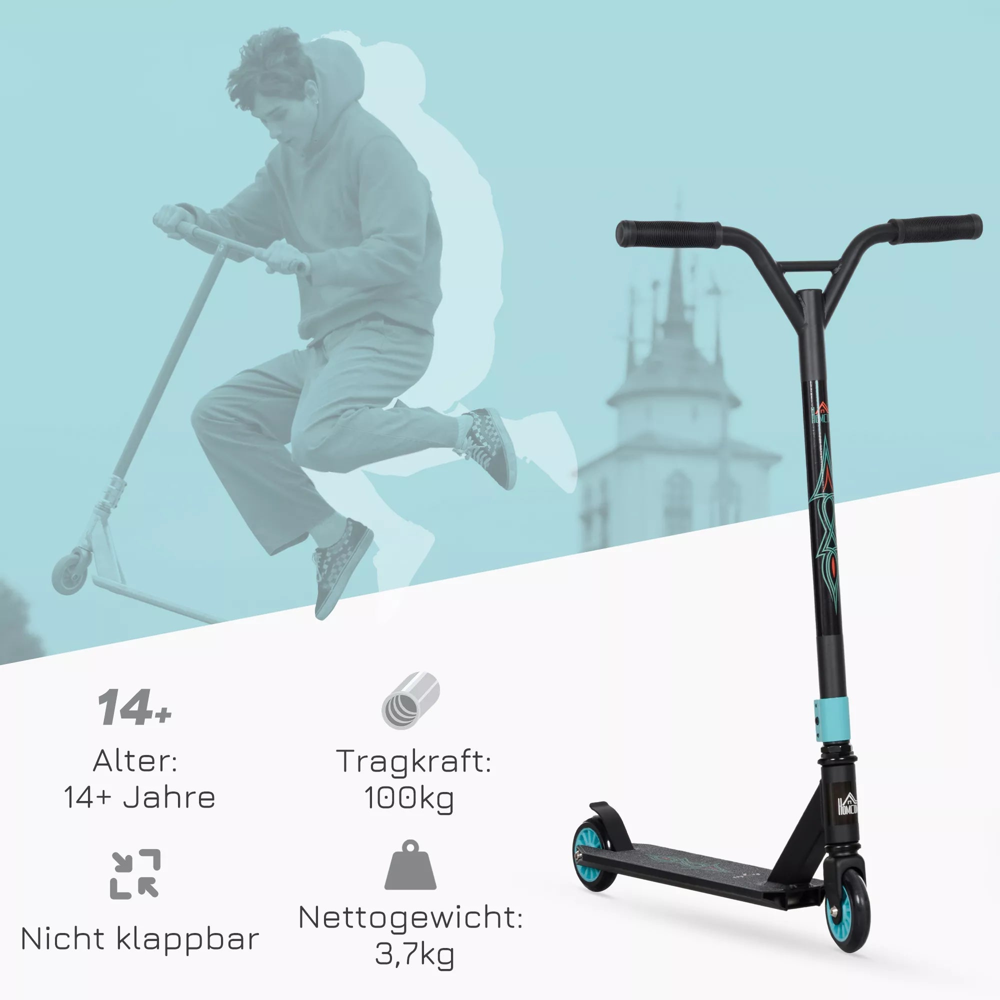 Pro Stunt-Scooter, paspirtukas laisvojo stiliaus triukams, aliuminis, metalas, dirbtinė oda, vaikams ir suaugusiems, žalias