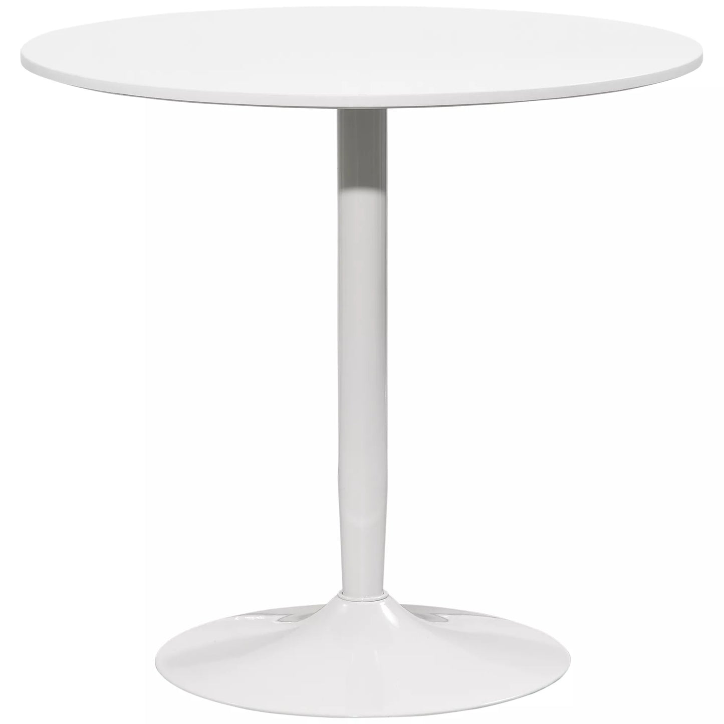 Valgomasis stalas 2 žmonėms, apvalus Ø80 cm stalviršis, MDF ir plienas, neslystantis, baltas, 75 cm aukštis