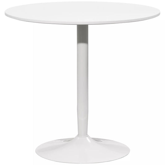 Valgomasis stalas 2 žmonėms, apvalus Ø80 cm stalviršis, MDF ir plienas, neslystantis, baltas, 75 cm aukštis