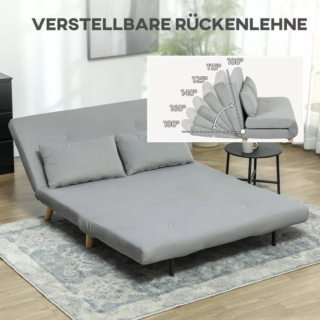 Miegamasis sofos Relaxsofa Sofa Couch, su 2 pagalvėmis, aksominis paviršius, 130 x 78 x 79 cm, šviesiai pilkos spalvos
