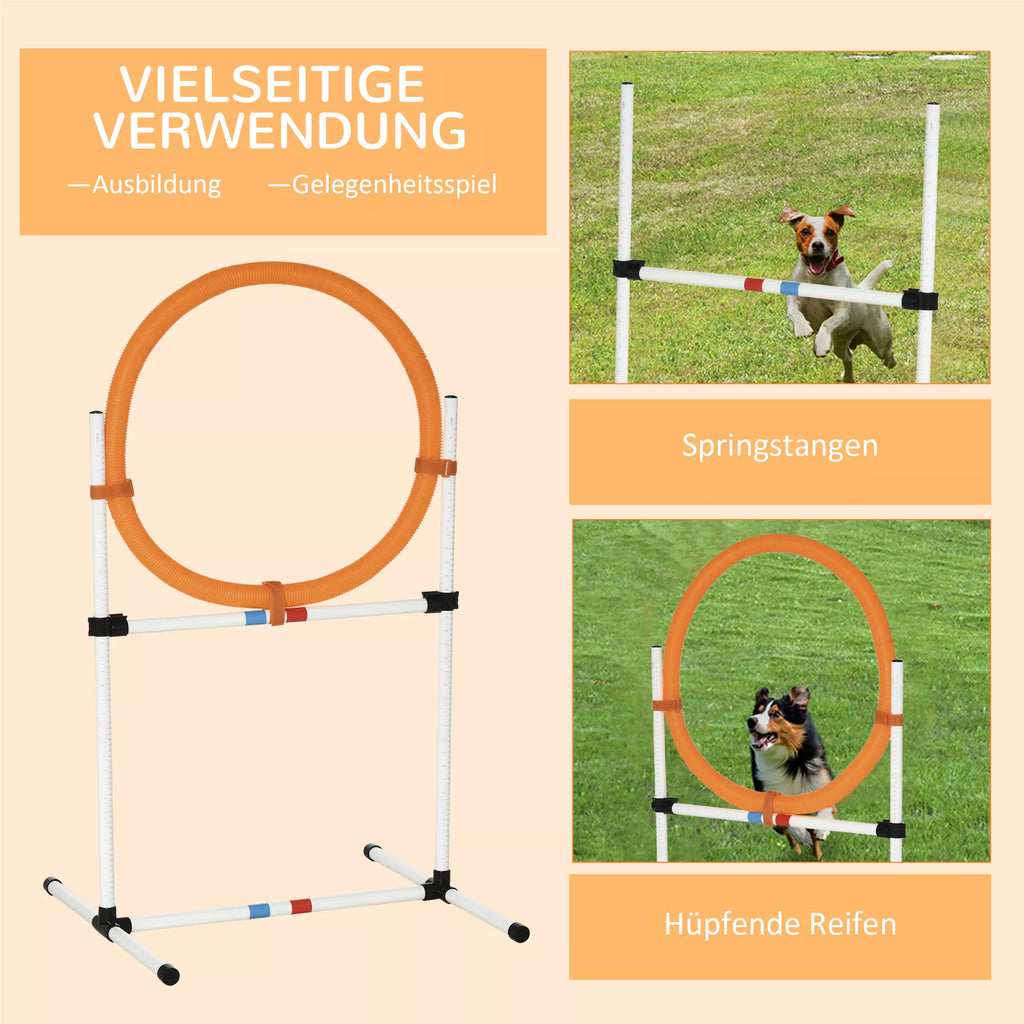 Šunų dresūros ir agility lankas, 2-in-1 šuolių kliūtis su krepšiu, 74,5x66x91 cm