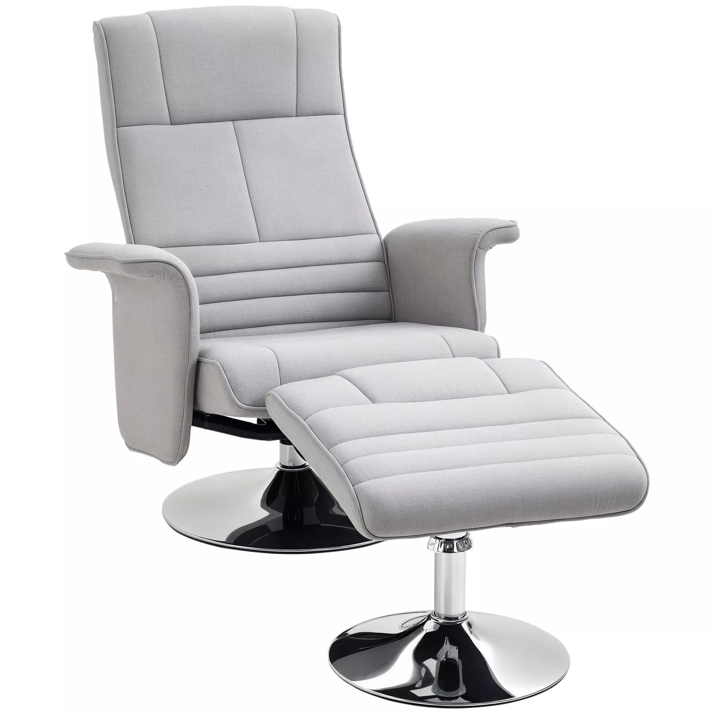 Masažinis krėslas su pakoja, atlošiama atrama, 78 x 95 x 88 cm, šviesiai pilkas