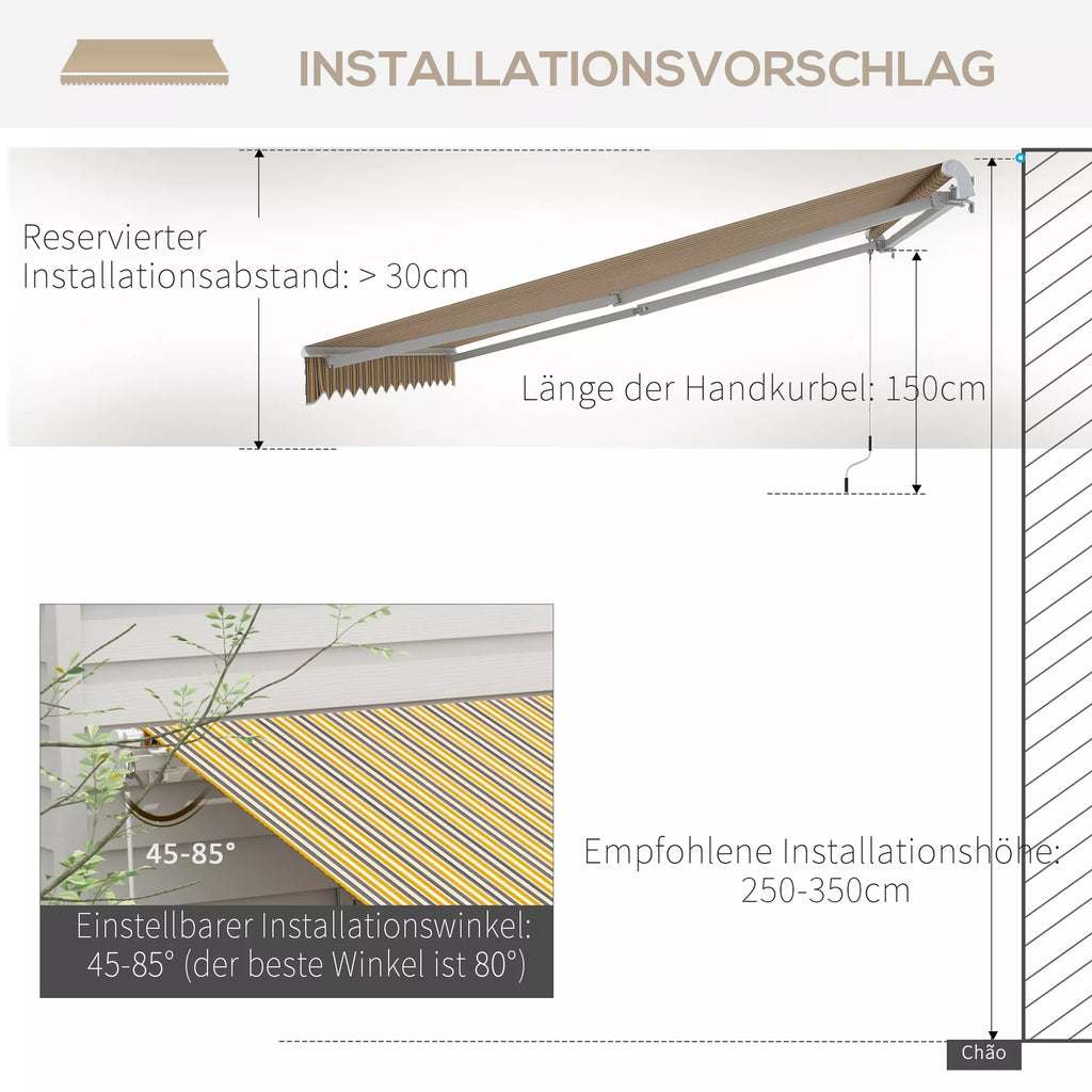 Markizė Saulės apsauga Saulės stogelis, 3,5 m x 2,5 m, geltona + pilka