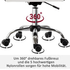 Schema su kėdės 360° pasukimu ir penkiais ratukais