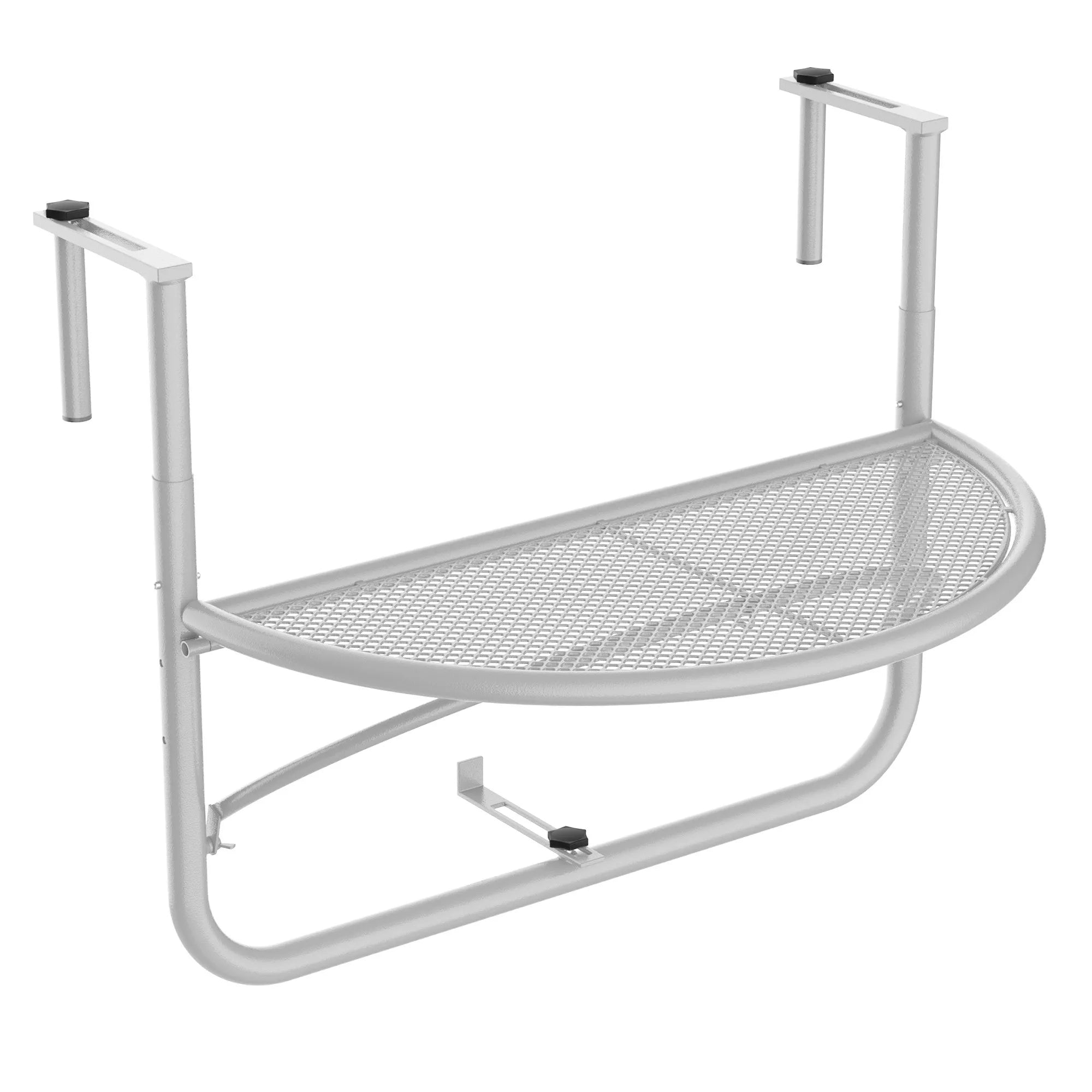 Balkono pakabinamas stalas Pakabinamas stalas Sodo stalas, reguliuojamas aukštis, pusapvalus, Ø30 cm, terasa, metalas, baltas, L60 x B45 x H50 cm